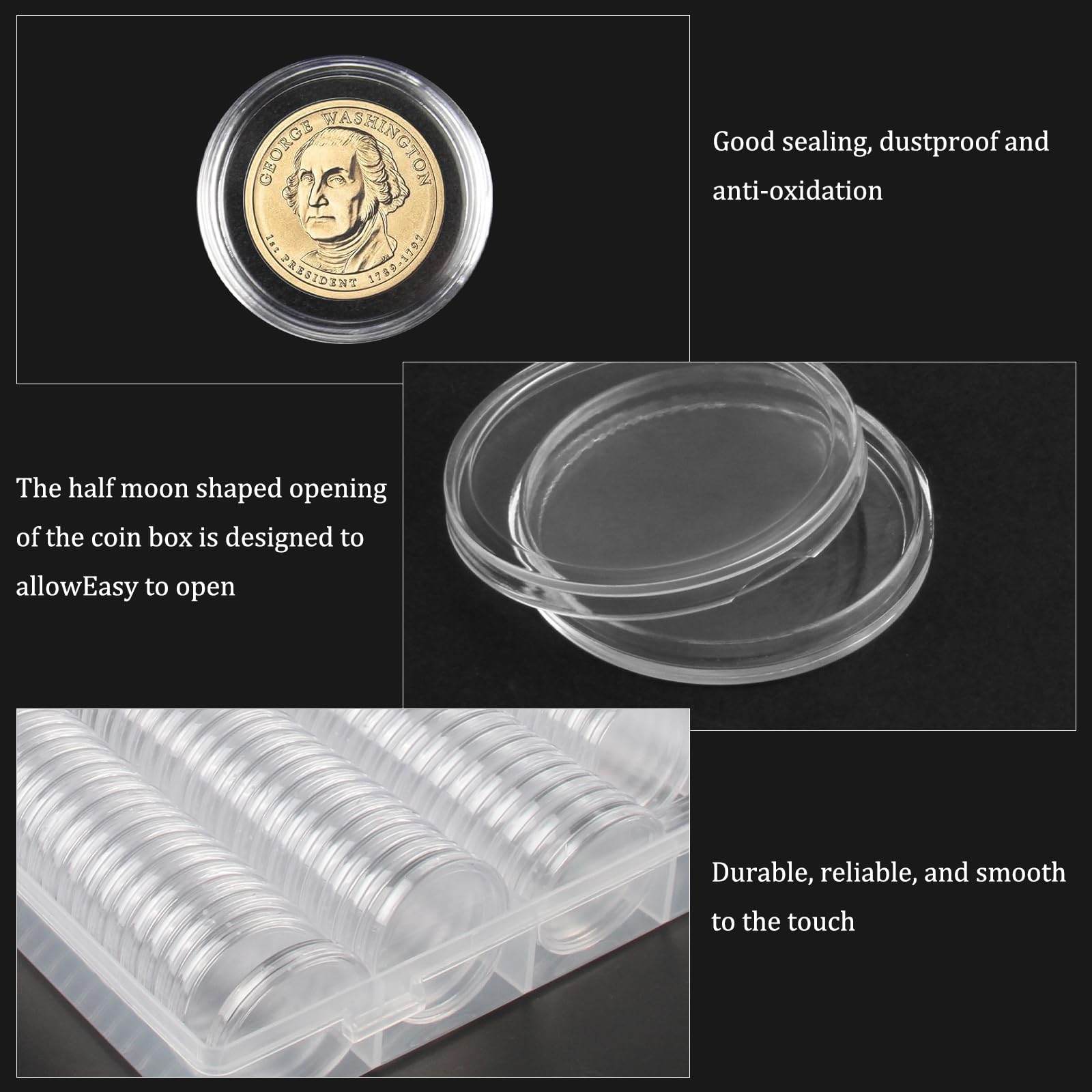 100 sztuk przezroczyste kapsułki na monety i 1 pudełko do przechowywania okrągłe rękawy na monety kapsułki 30mm for 2 euro coins storage coin collection coin display