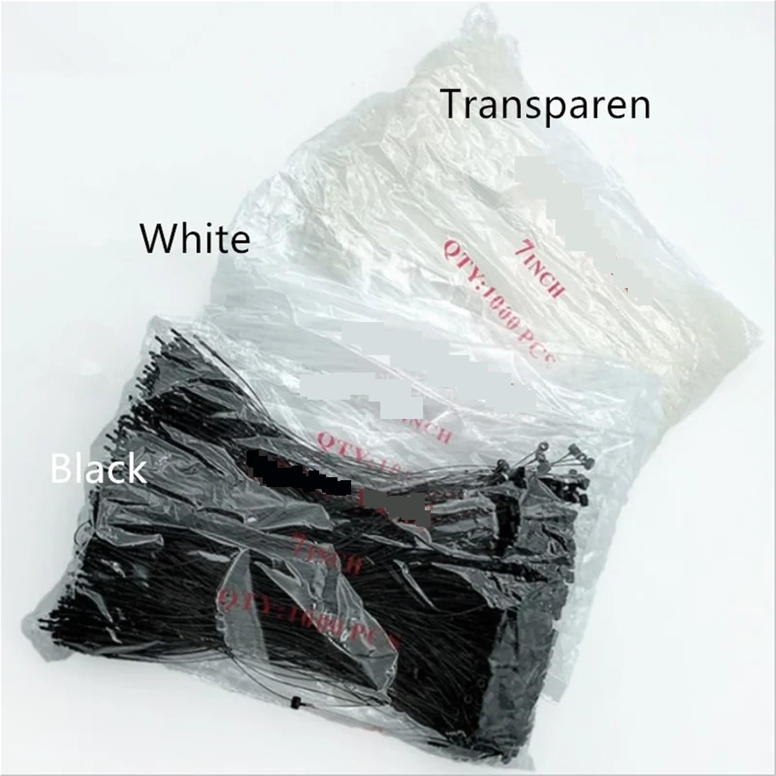 2000 chiusure a scatto in plastica per etichette, 7,6 cm, 10,2 cm, 12,8 cm, 17,8 cm, 22,9 cm, 22,9 cm, colore nero