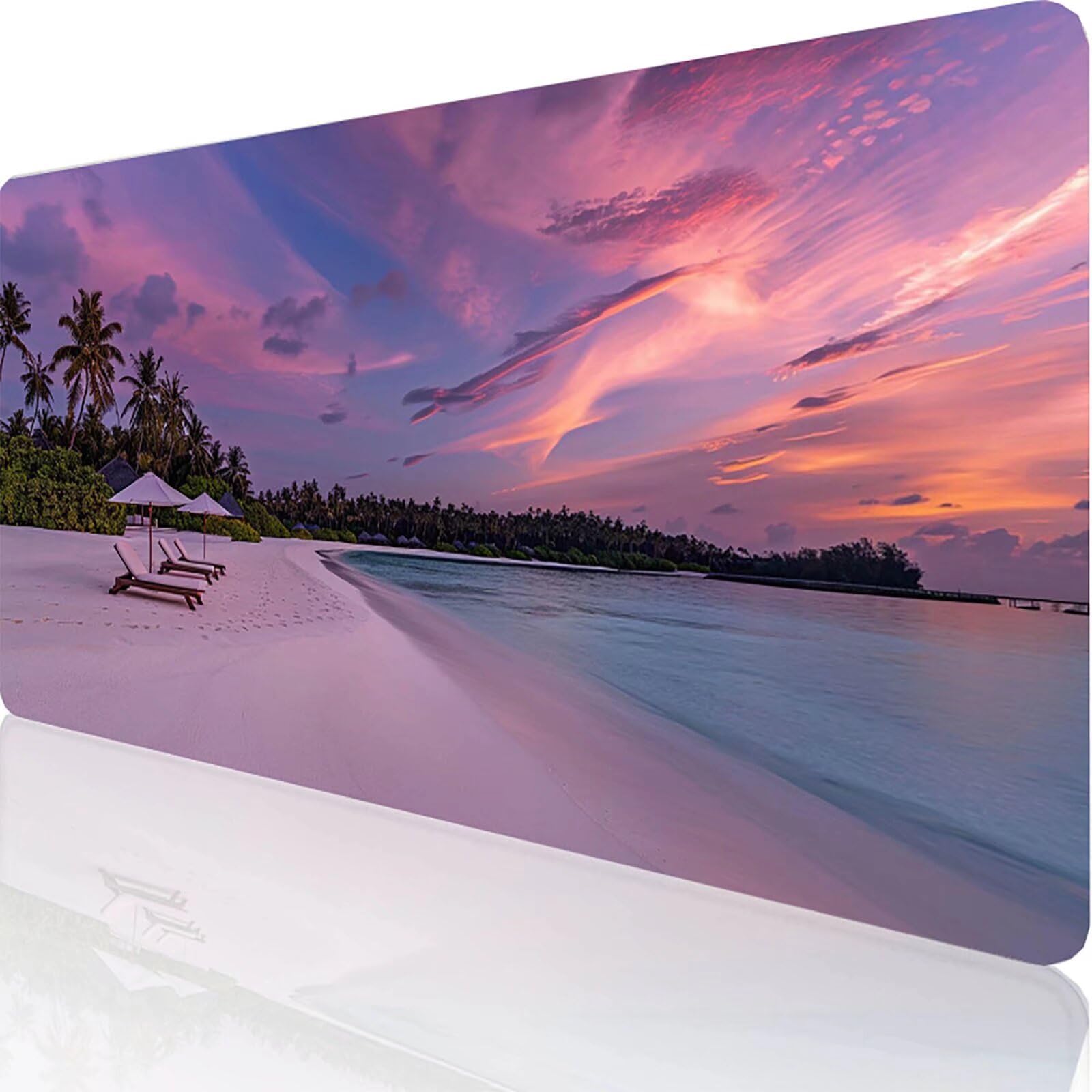 Żółta podkładka pod mysz plażowa XXL 1400 x 600 x 3 mm podkładka pod mysz do gier akcesoria biurowe, zmywalna, antypoślizgowa guma, wysoka dokładność i szybkość, pod biurko ręczne dla gracza 0-7-V