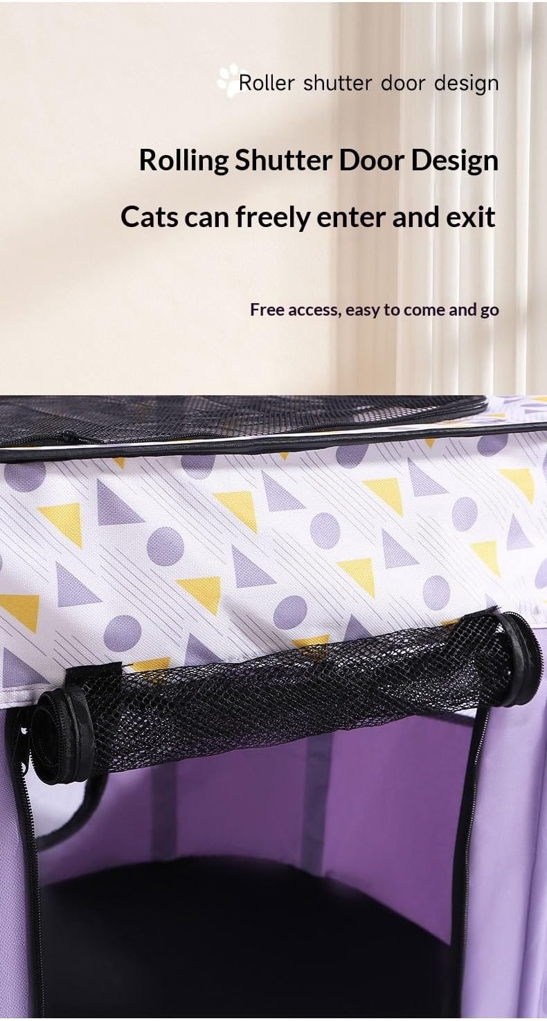 Dog and Cat Pop Play Pen,Foldable Pet Whelping Box for Cats and Dogs, 600D Oxford Fabric with Mesh, Indoor and Outdoor Exercise Pen Playpen (Purple, L)