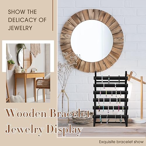 Miniatura 5 de Marsui Soporte de pulsera de madera y exhibición de 6 niveles, organizador de pulsera, exhibiciones de pulsera para venta de soporte de pulsera para