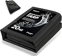 HIRALIY 20 Mil Heavy Duty Waterproof Tarp 7x12ft Black - Tear-Resistant Oxford Fabric with Reinforced Loops for Roof, Camping, Pool, Firewood