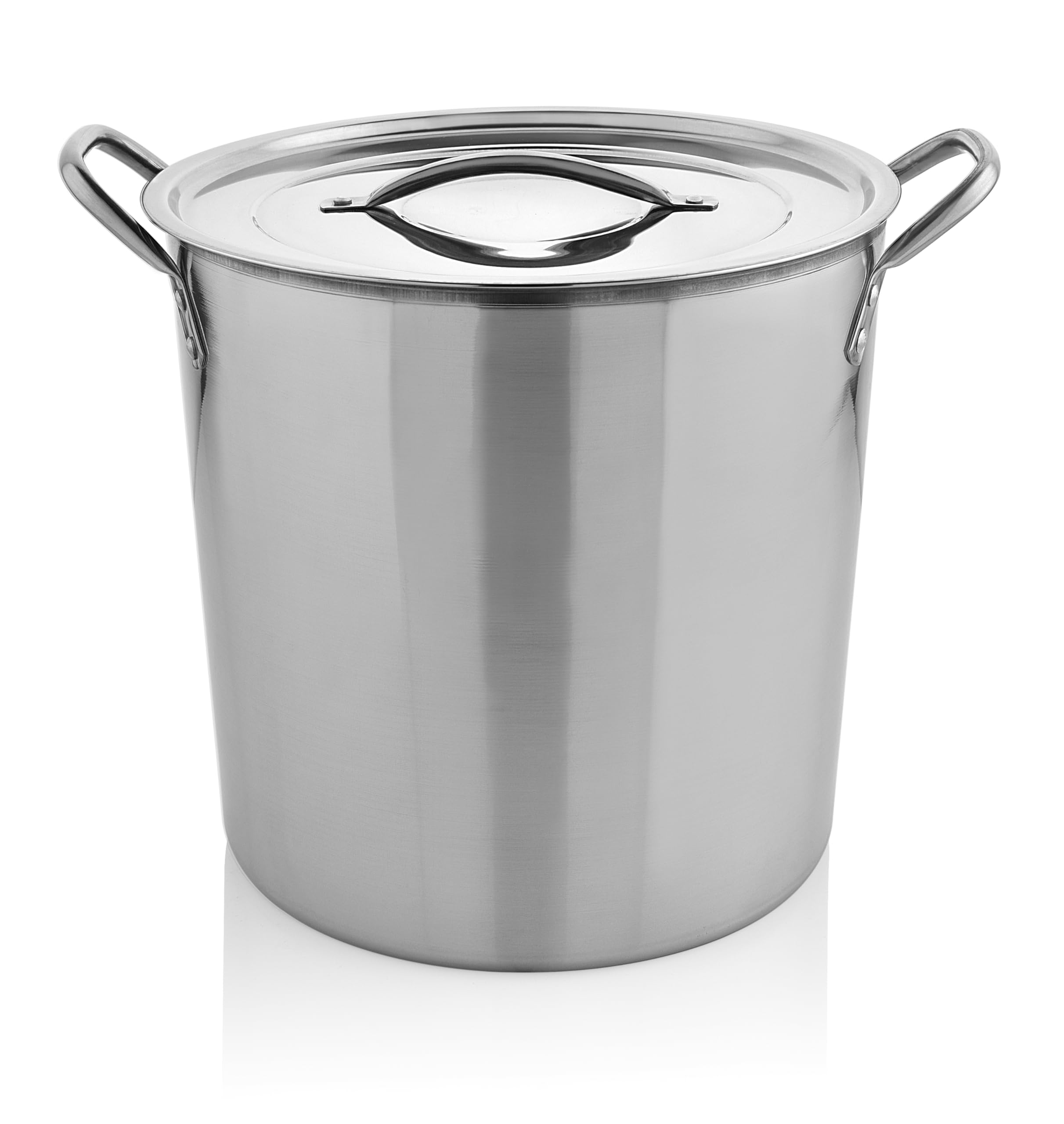 MARBELLA 16 Quart Stainless Steel Stockpot with Lid Food Grade Heavy Duty Multipurpose Stock Pot for Stew, Simmering, Soup Pot, Gas and Dishwasher Safe Rust Free Cookware Silver
