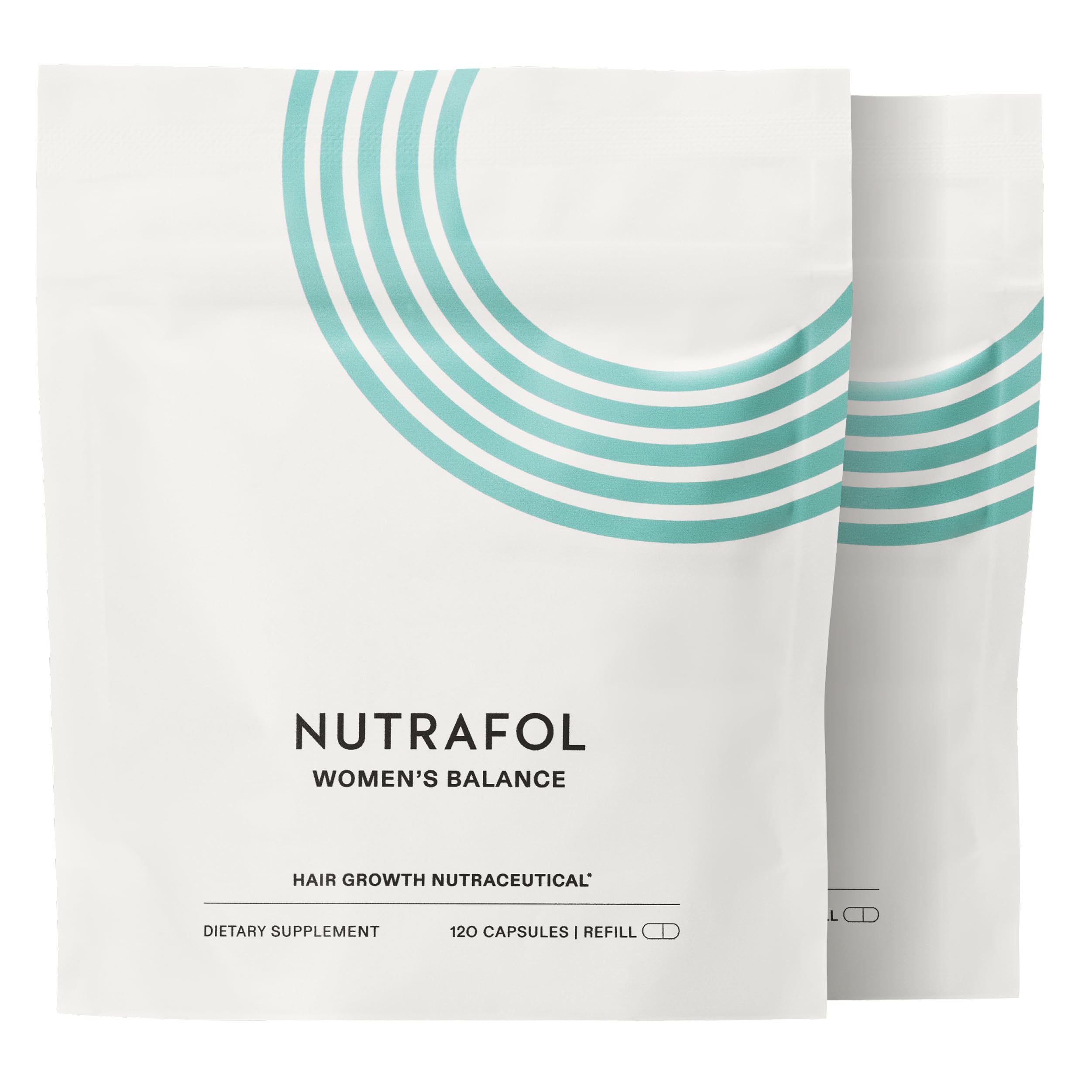 Nutrafol Women's Balance Hair Growth Supplements, for Ages 45+, Clinically Proven for Visibly Thicker Hair and Scalp Coverage, Dermatologist Recommended - 2 Month Supply, 2 Refill Pouches