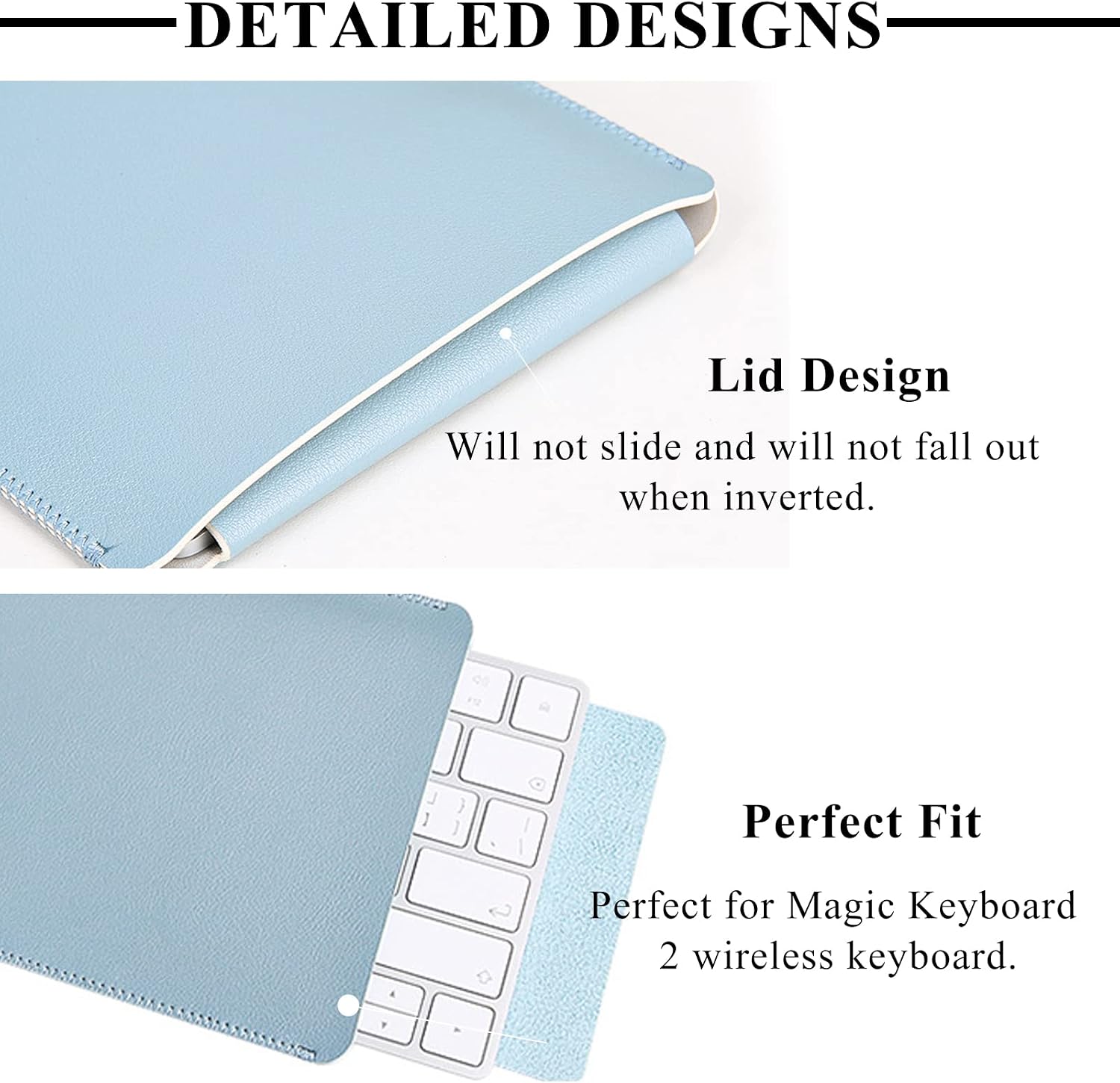 Acogedor Keyboard Case, Ultra Slim PU Leather Keyboard Sleeve Bag Case Suitable for Magic Keyboard 2, Not Included Keyboard, 30x14x1cm (Light Blue)