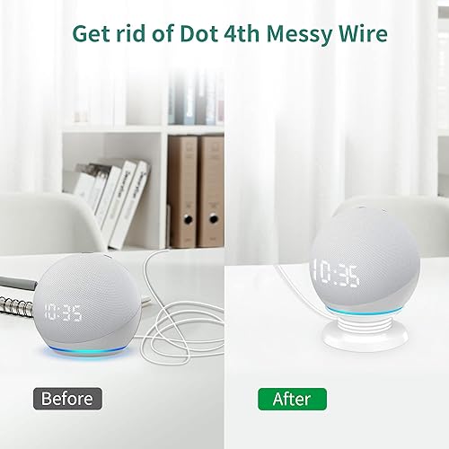 Miniatura 6 de HomeMount Dot4 y 5 generación - Soporte de mesa universal  Soporte de escritorio de 45 generación, accesorios de soporte de montaje Dot45 (blanco)