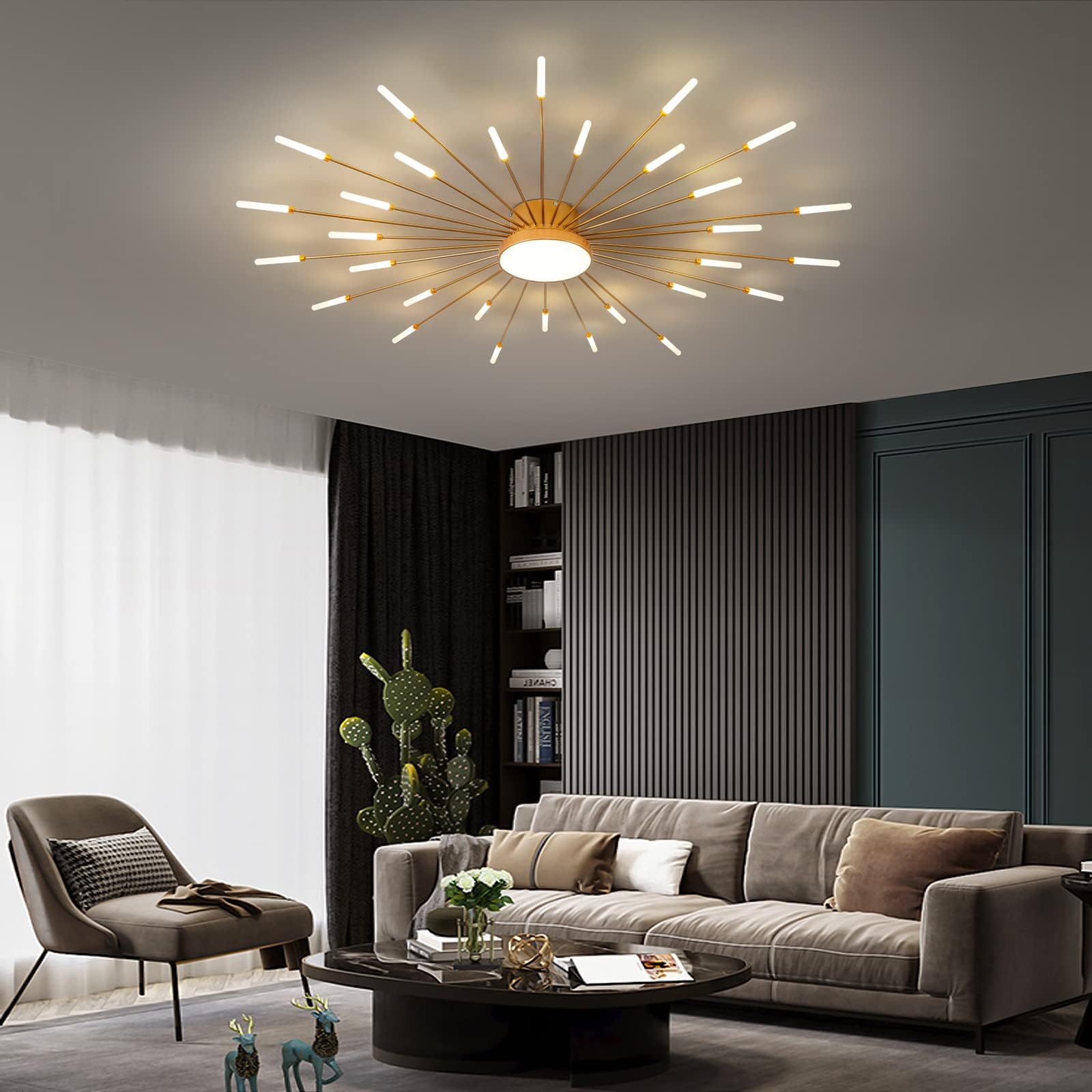 Nowoczesna lampa sufitowa LED 30+1 głowice Półwpuszczana lampa sufitowa Złoty żyrandol Oświetlenie sufitowe do sypialni Salon Kuchnia Jadalnia Restauracja