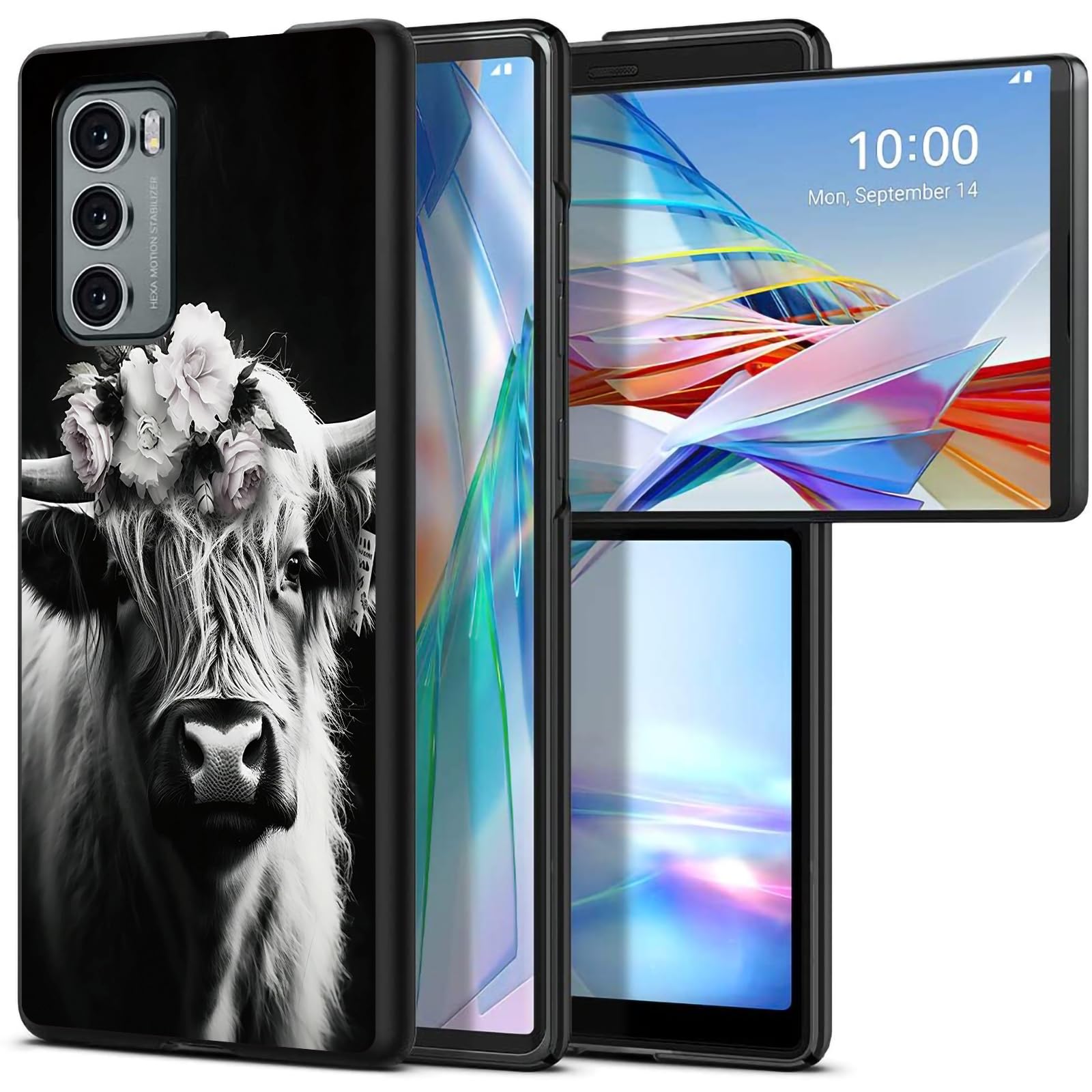 Cattle Cow Flower for LG Wing 5G 6.8" Phone Case, Slim Phone Case for LG Wing (2020), Hard PC Shookproof Wireless Charging Men/Women Cover for LG Wing 5G