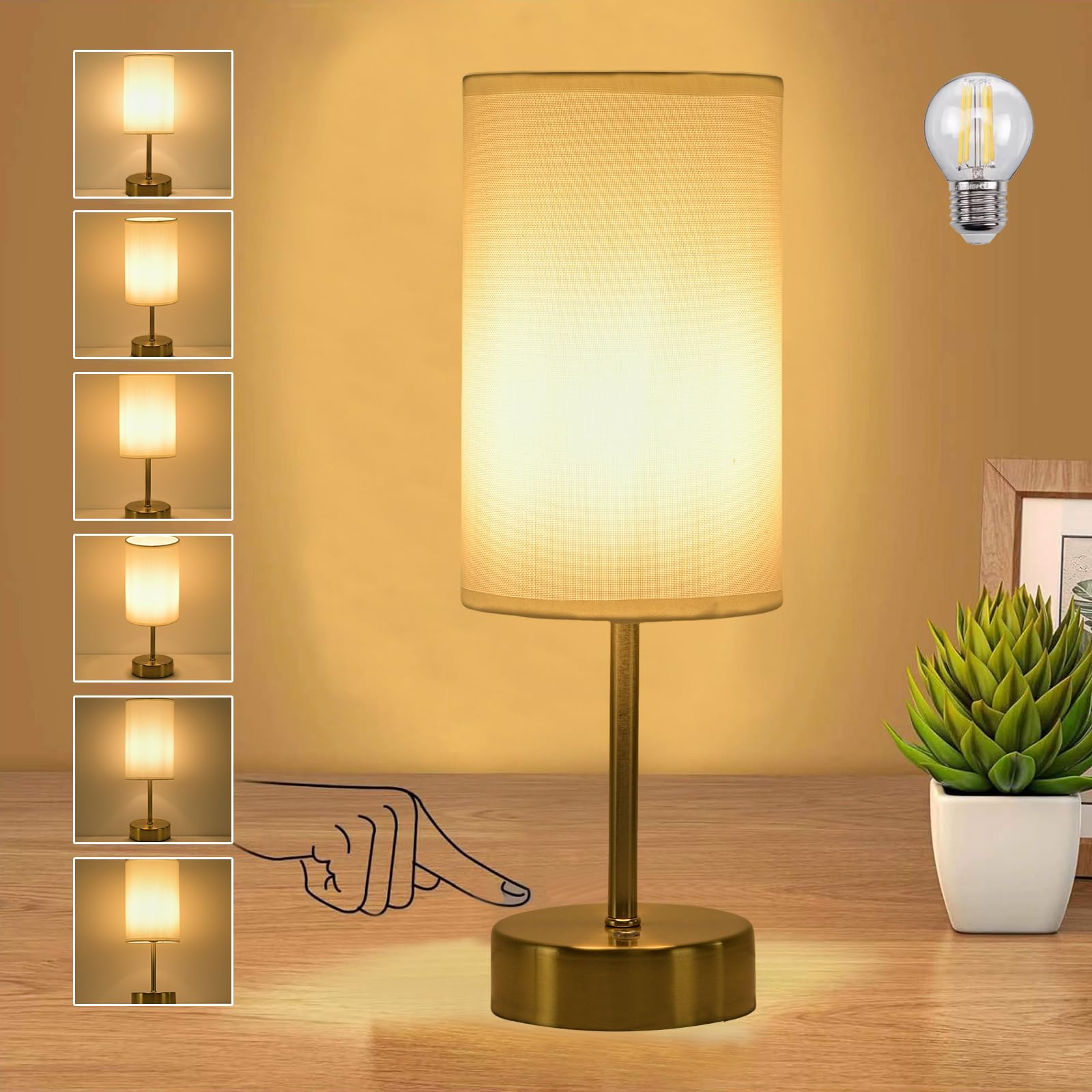 Yoizo Gold Cordless Table Lamp 5000Mah Rechargeable | Battery Operated Lamps With Brightness Memory, Stepless Dimmable, Portable Touch Control Bedside Lamp For Home/Bedroom/Indoor-Outdoor (Gold)