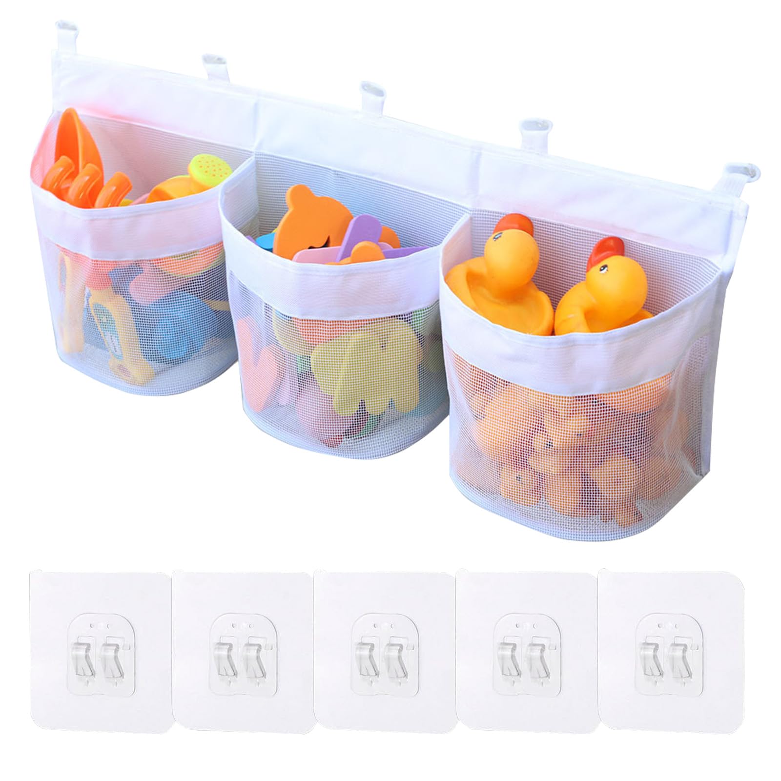 Filet pour jouets de bain 3 compartiments anti-moisissure sac blanc 60 cm