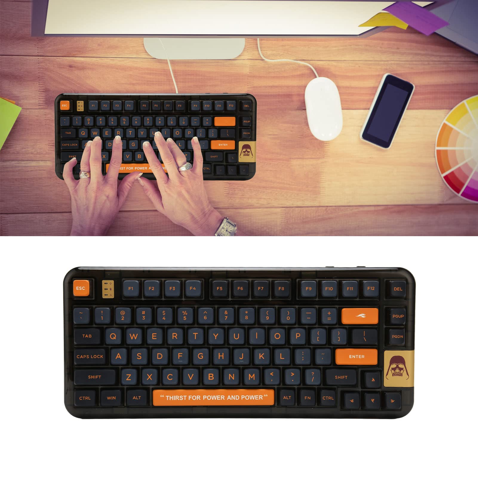 Cocoarm Tastiera Gaming Trasparente RGB, 80 Tasti Struttura Gasket (BLACK)