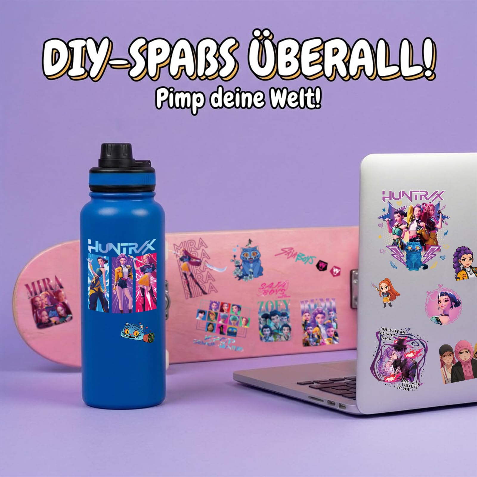 Huntrix Kpop Demon Hunters Temporäre Tattoos – 10 Große Blätter K Pop Demon Hunter Fake Tattoo Sticker Set | Hautfreundliche Kinder Mitgebsel & Geburtstagsdeko - 5