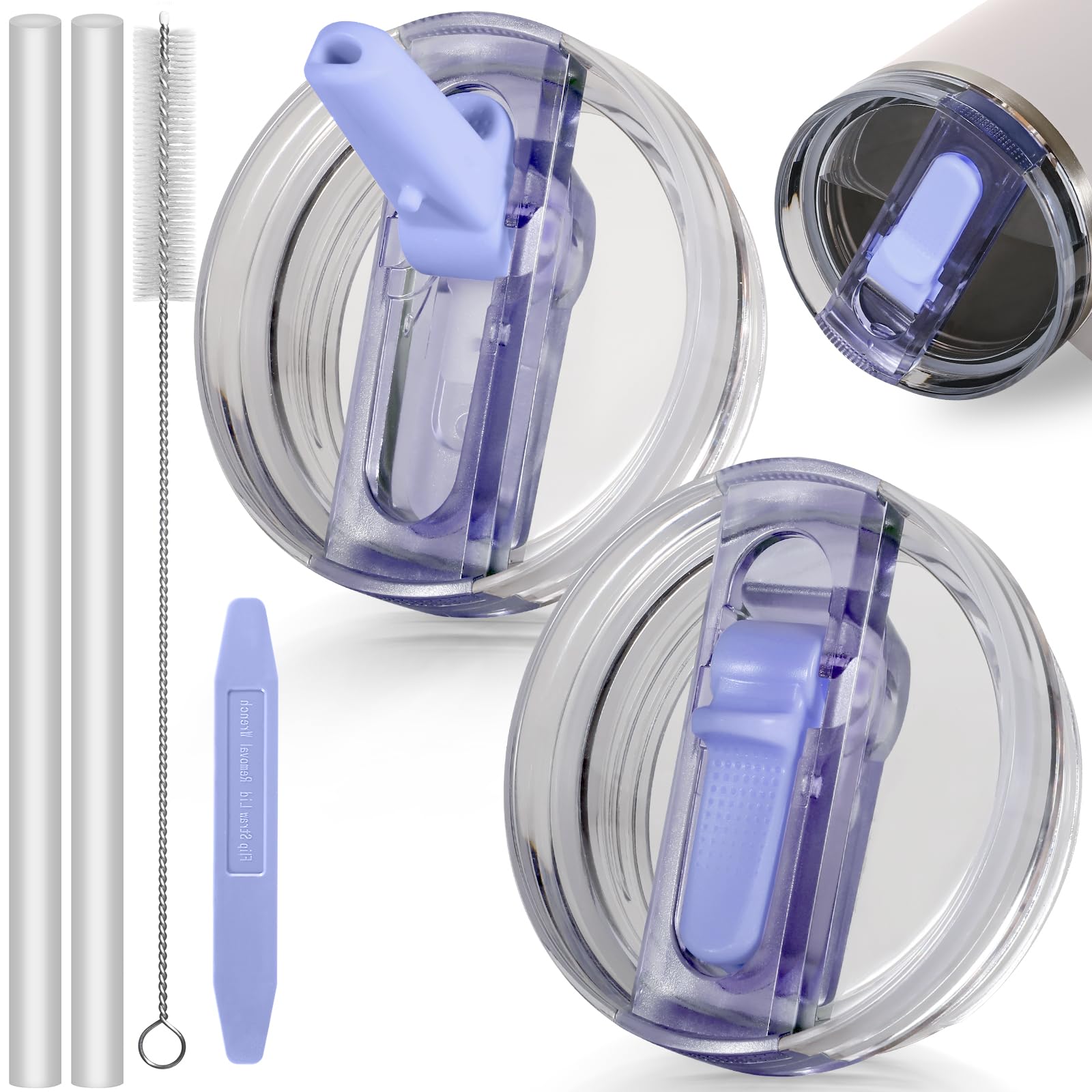ANTAND 40oz Flip Straw Leak Proof Lid for Stanley Cup Accessories, 2 Pack No Spill Lid Replacement 40 oz Tumbler Detachable Cover Topper for Stanley