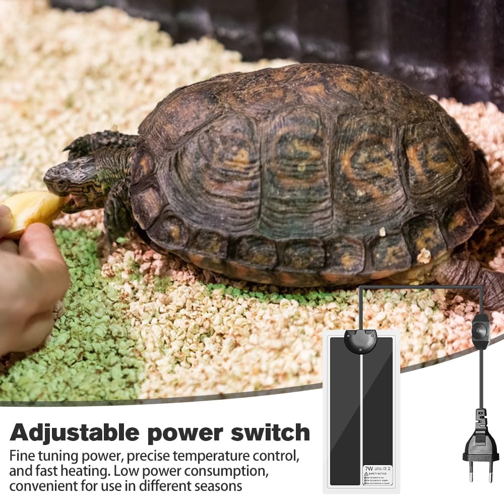 2PCS Tapis Chauffant Reptile, 7W Tapis Température Adjustable Chauffage Chauffant Tapis Chauffant Terrarium pour Reptiles, Tortue, Serpents, Lézard, Gecko, Araignée, 28x15CM