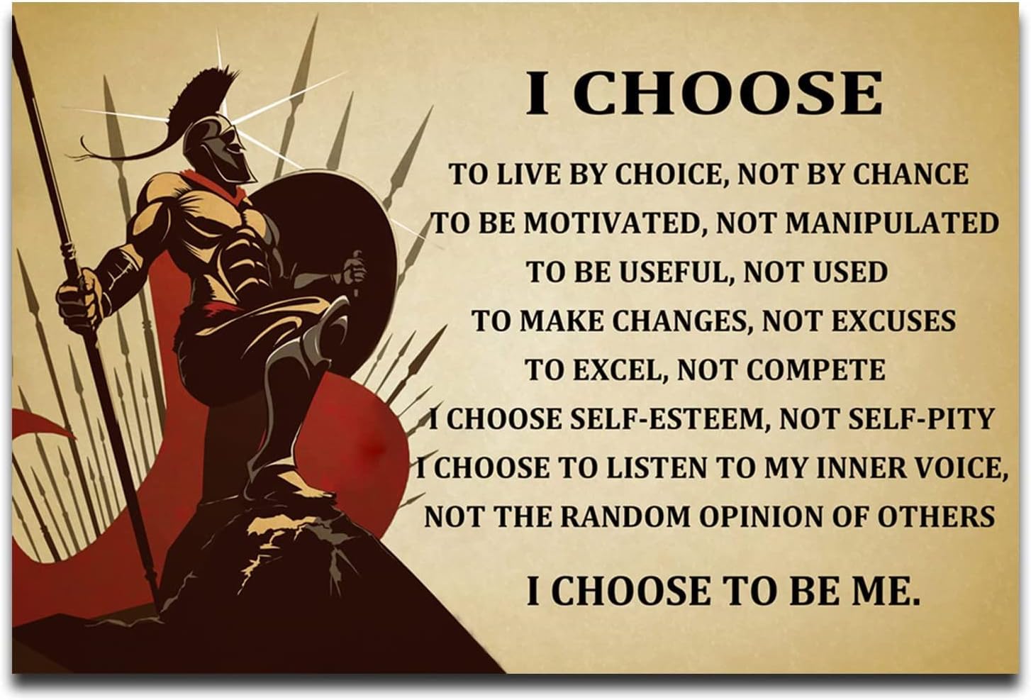 I Choose To Live By Choice Vintage Inspirational Posters Canvas Quotes Wall Art Prints Picture Modern Giclee Painting Decoration Samurai Artwork Framed 12x18 inch(30x45cm) 18L" x 12W" Framed-I Choose
