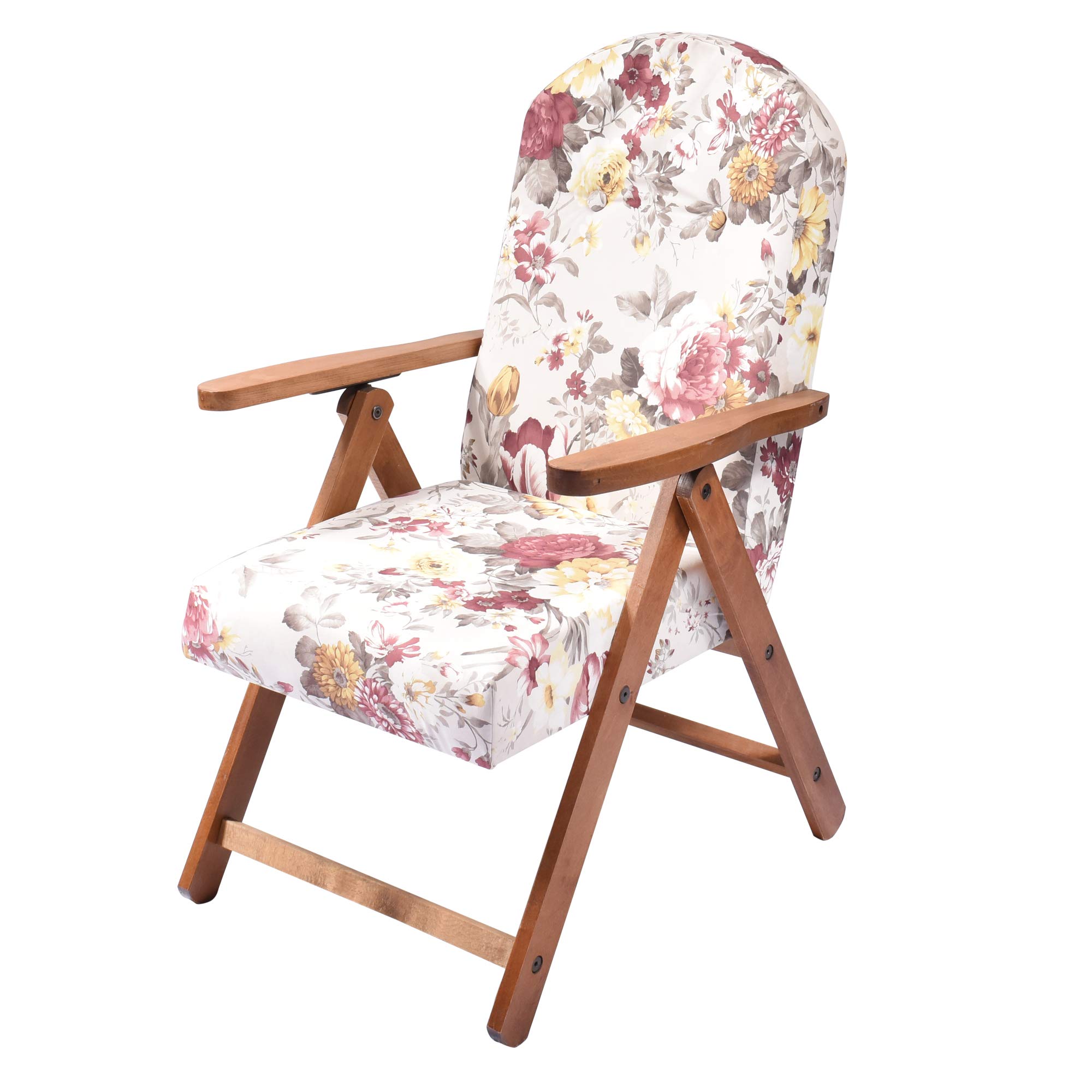 House Collection, Poltrona Siena Molisana, Legno Scuro/Fiorato, 4 posizioni, 60x50x110 cm
