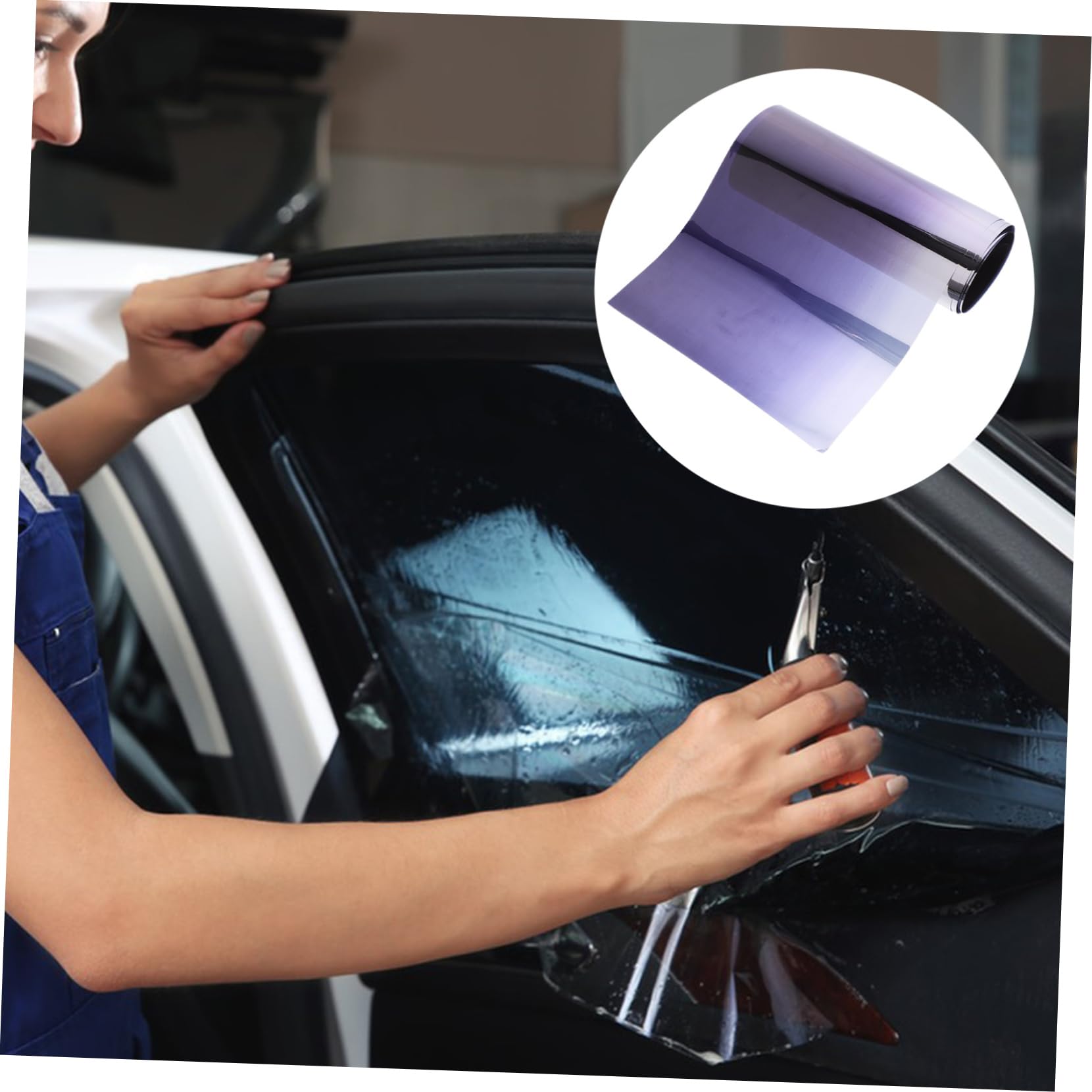 Film Solaire Isolant Thermique Autocollant pour Pare-Brise Voiture, Lot, Film Teinté Noir, Protection Anti-Chaleur, Usage Automobile, Été, Protection UV, Conduite