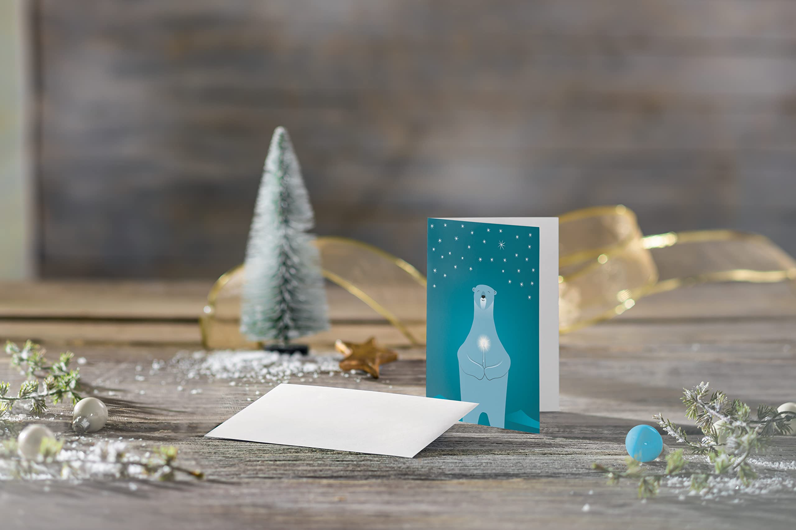 SIGEL DS077 Christmas Cards "Polar bear with candle", A6, 10 cards incl. envelopes, easy to print - Image 2
