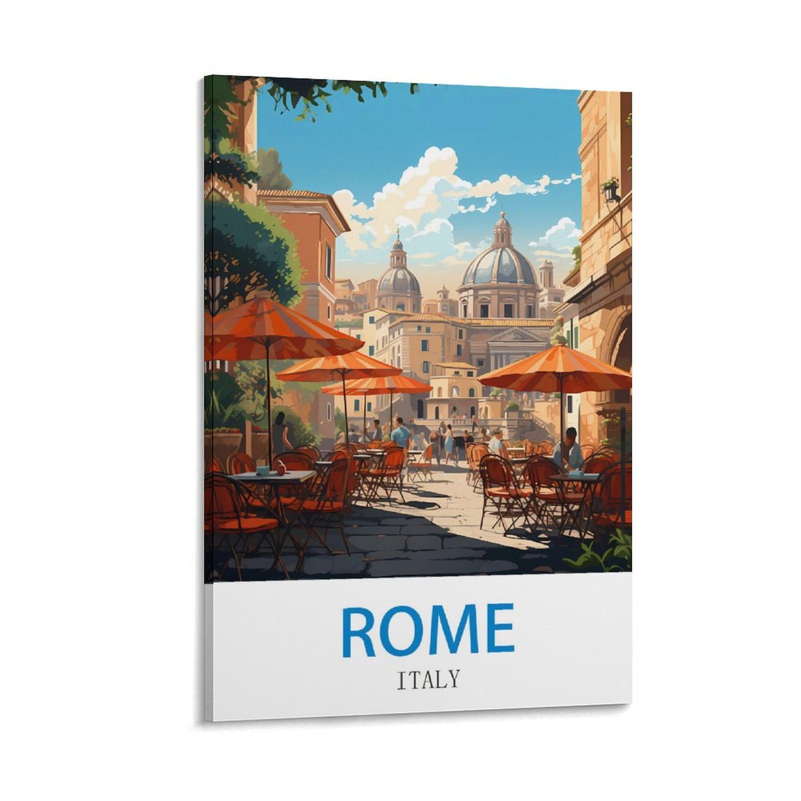 HeyBox Rome Italy Vintage Travel Poster 12x18inch(30x45cm) Canvas Prints Wall Art Paintings for Home Office Living Room Decor
