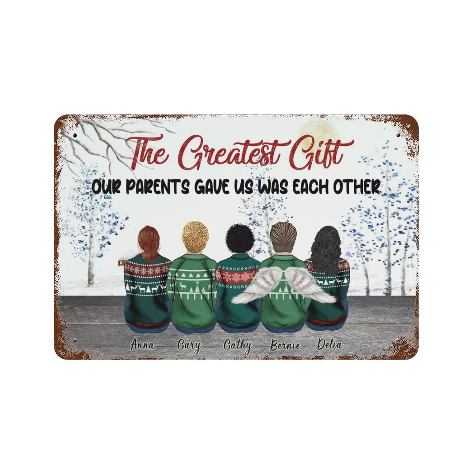 Panneau de Noël « The Greatest Gift » : le cadeau idéal entre frères et sœurs pour les fêtes