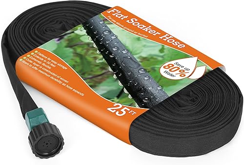 Manguera plana de remojo de 25 pies para camas de jardín manguera de goteo resistente ahorra un 70 de agua para árboles vegetales 25 pies