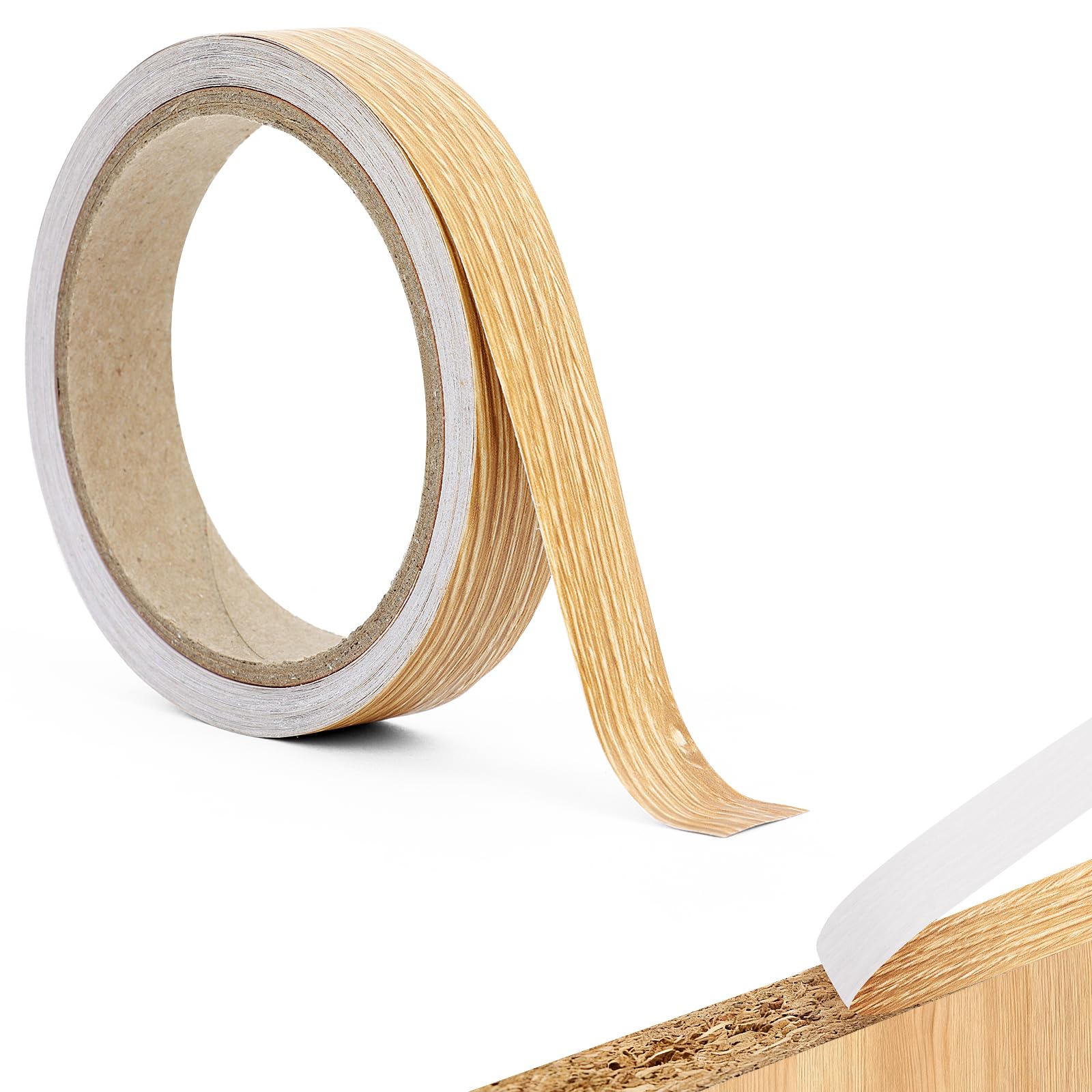 Aovanta 10m x 20mm Melamine Edging Tape, Self Adhesive Edging Strip, Multipurpose Veneer Tape, Peel & Stick Trim for Cabinet Plywood Repairs Furniture Restoration, No Ironing Required, Yellow Oak
