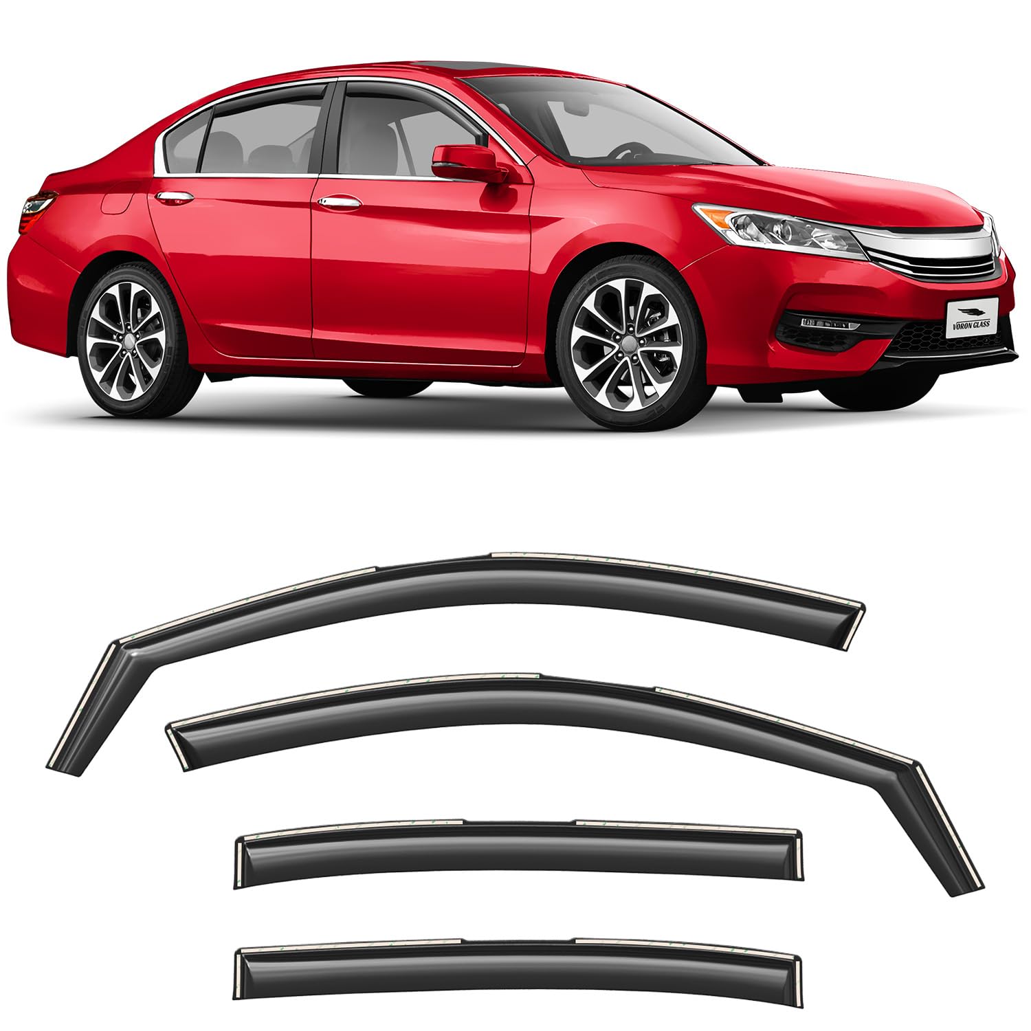 AVS Dark Smoke Vent Visors For 2013-2017 Honda Accord - 4-Piece Side Window Deflector Set