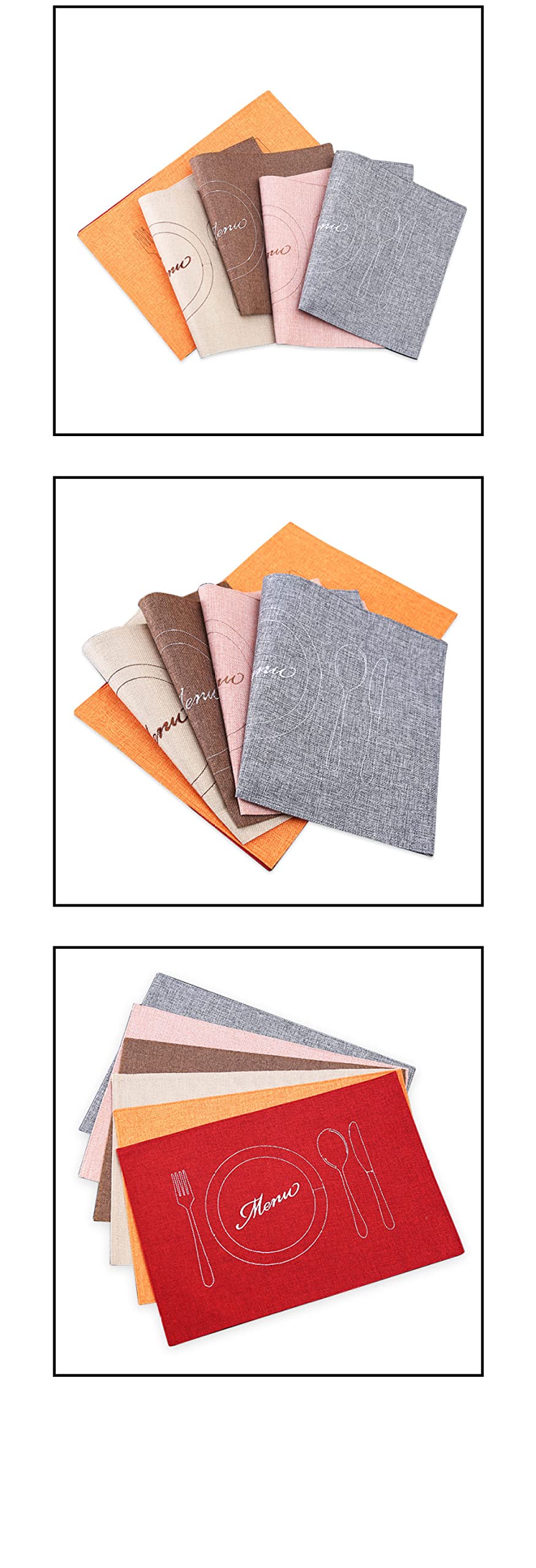 Salvamanteles,Manteles Individuales para Mesa De Comedor, Platos Simples, Cubiertos, Manteles Individuales De Lino De Algodón Bordados, Manteles Individuales Antideslizantes De Color Caqui, Resiste