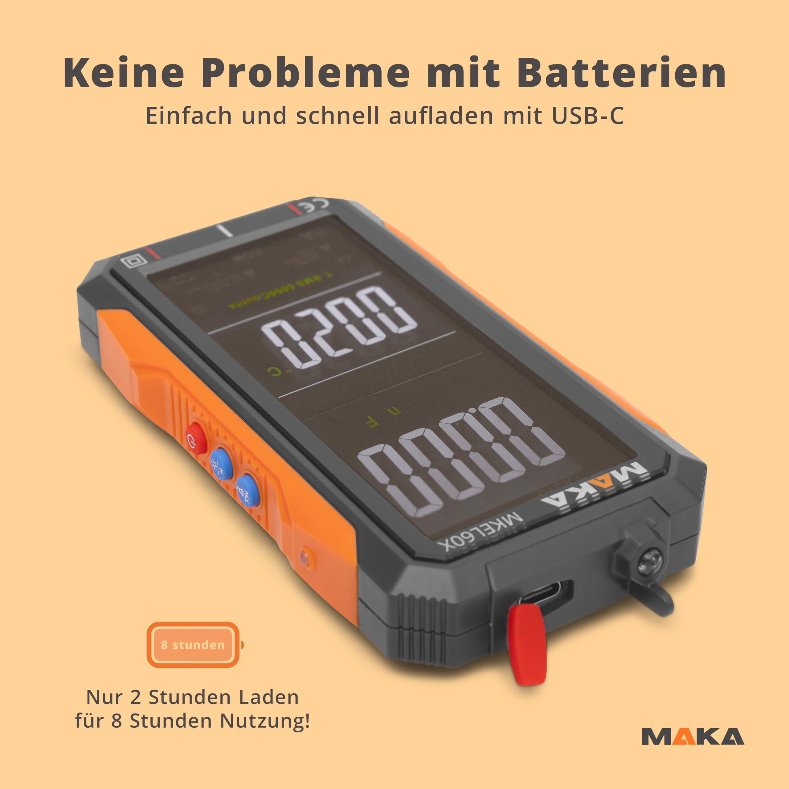 MAKA Digitalmultimeter Pro 6000 Counts True RMS USB-C CAT III 600 V