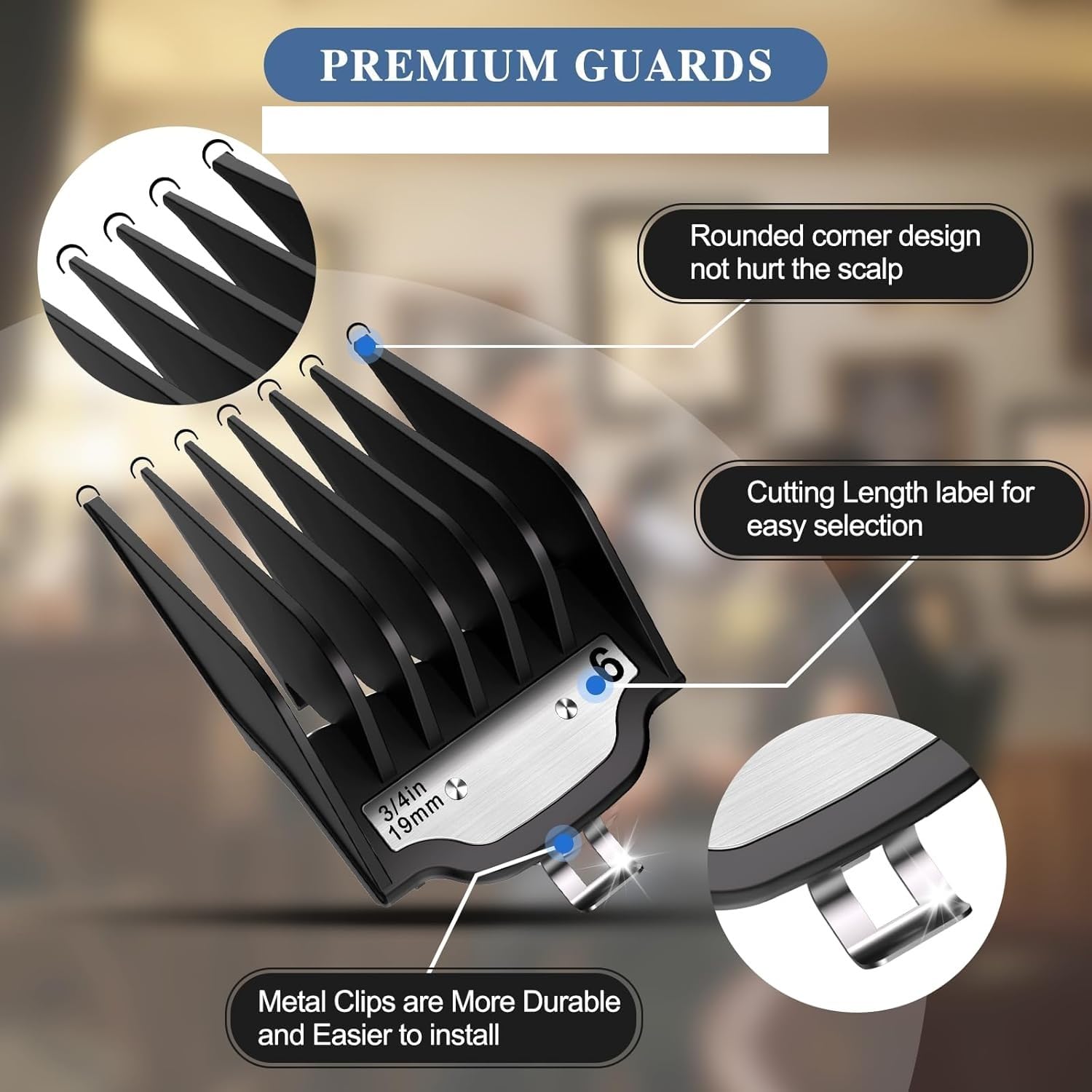 Pettine Guida Limite Professionale, Compatibile Con Kemei, Compatibile Con Wahl, Clipper Pettine Guida Taglio Universale Strumenti For Taglio Di Capelli Pettine Limite(Metal-8Pcs(1.5-19mm))