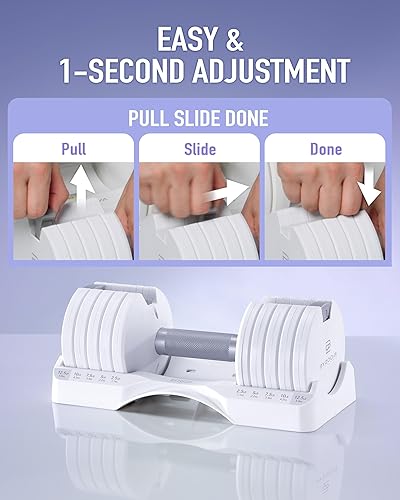 Miniatura 5 de BYZOOM FITNESS Mancuerna ajustable de 12.525 libras, juego de 2 unidades o una sola unidad, entrenamiento con pesas, fitness, ejercicio,