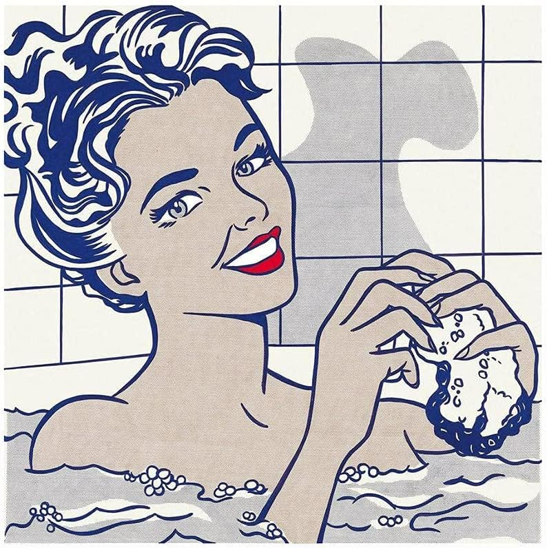 Rikin Liuff Póster de Roy Lichtenstein 《Mujer en el baño》 Lienzo de pintura Roy Lichtenstein Arte de pared Roy Lichtenstein Impresiones para la decoración de la pared del hogar 55x55cm Sin marco