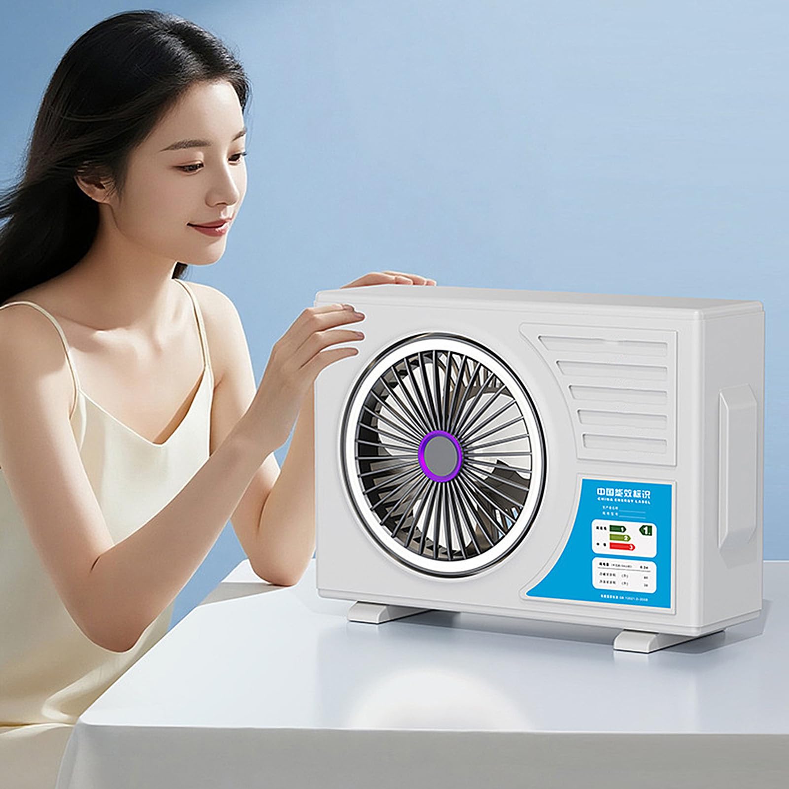 Ventilatore da Scrivania Ricaricabile con luce notturna