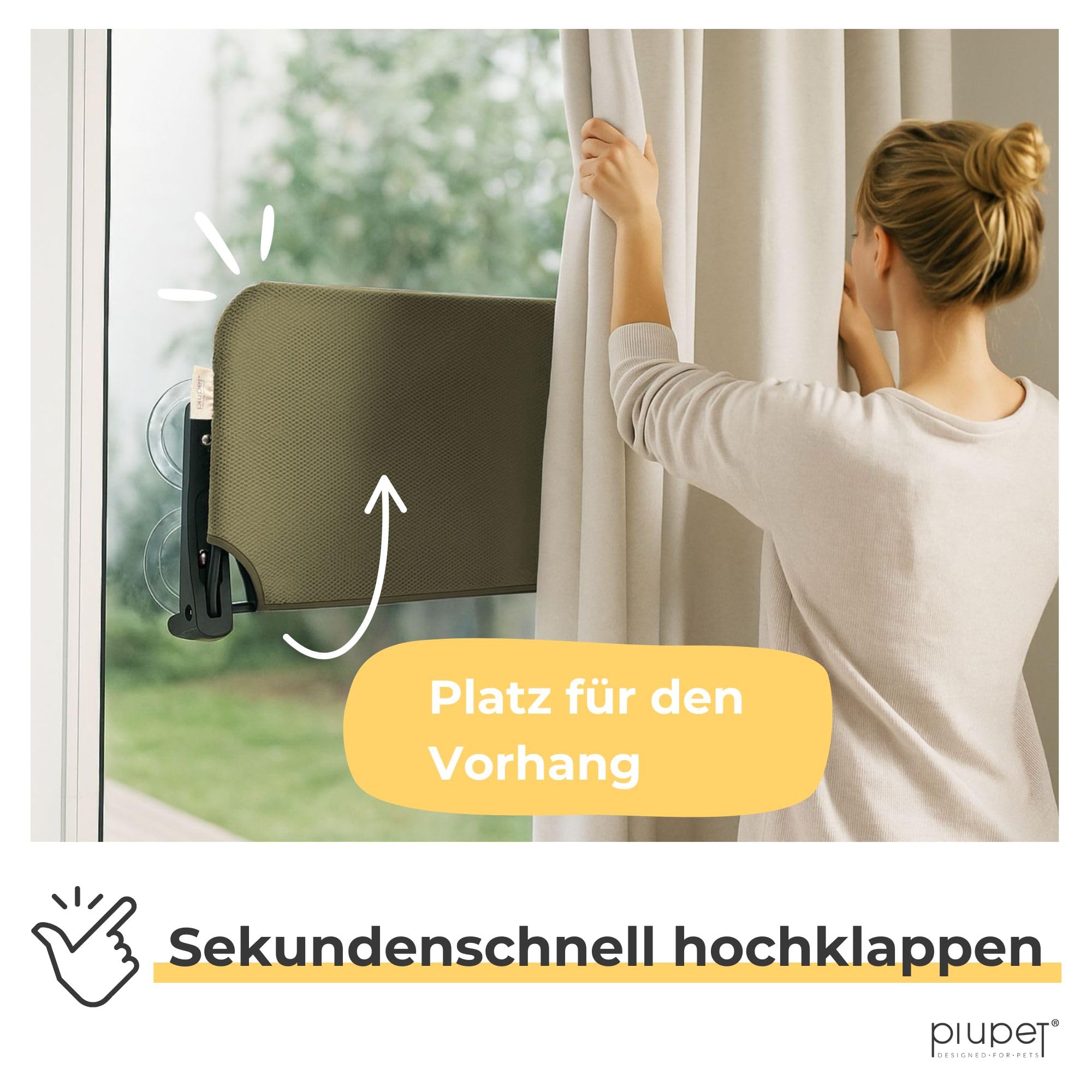 Schwebende Katzenfensterliege – Klappbare & platzsparende Katzenliege mit Saugnäpfen I Wendbare Hängematte für Fenster I Katzenbett bis 20 kg für Sonnenplatz & Panorama-Aussicht (Grün, Groß)