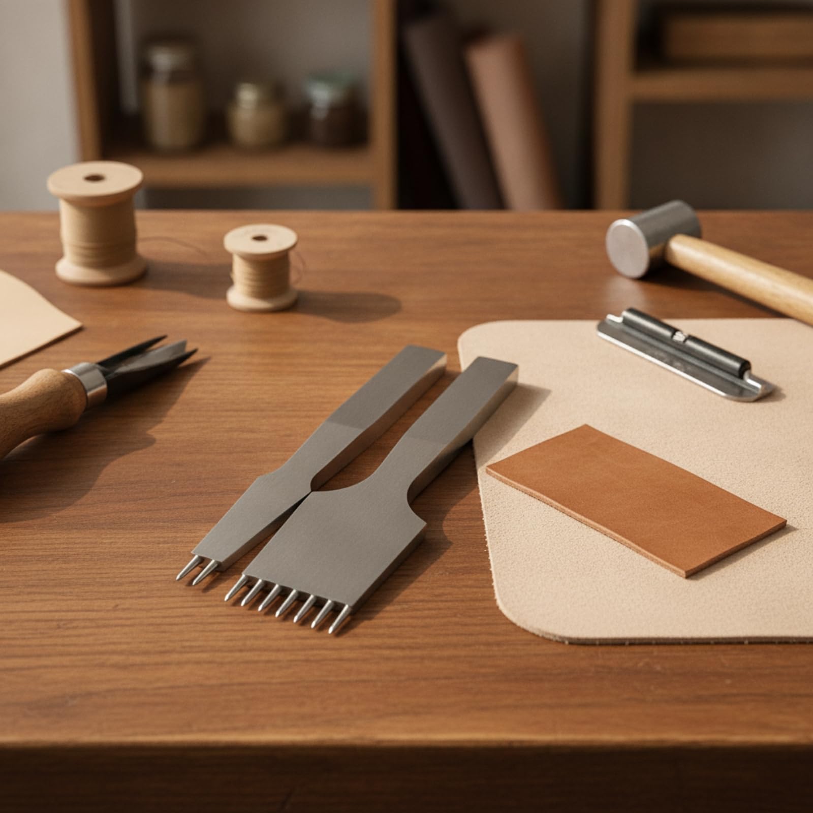2 Piezas Punzón Costura Mano Cómodo Herramienta Manual Compacto para Guarnicioneros, 5MM