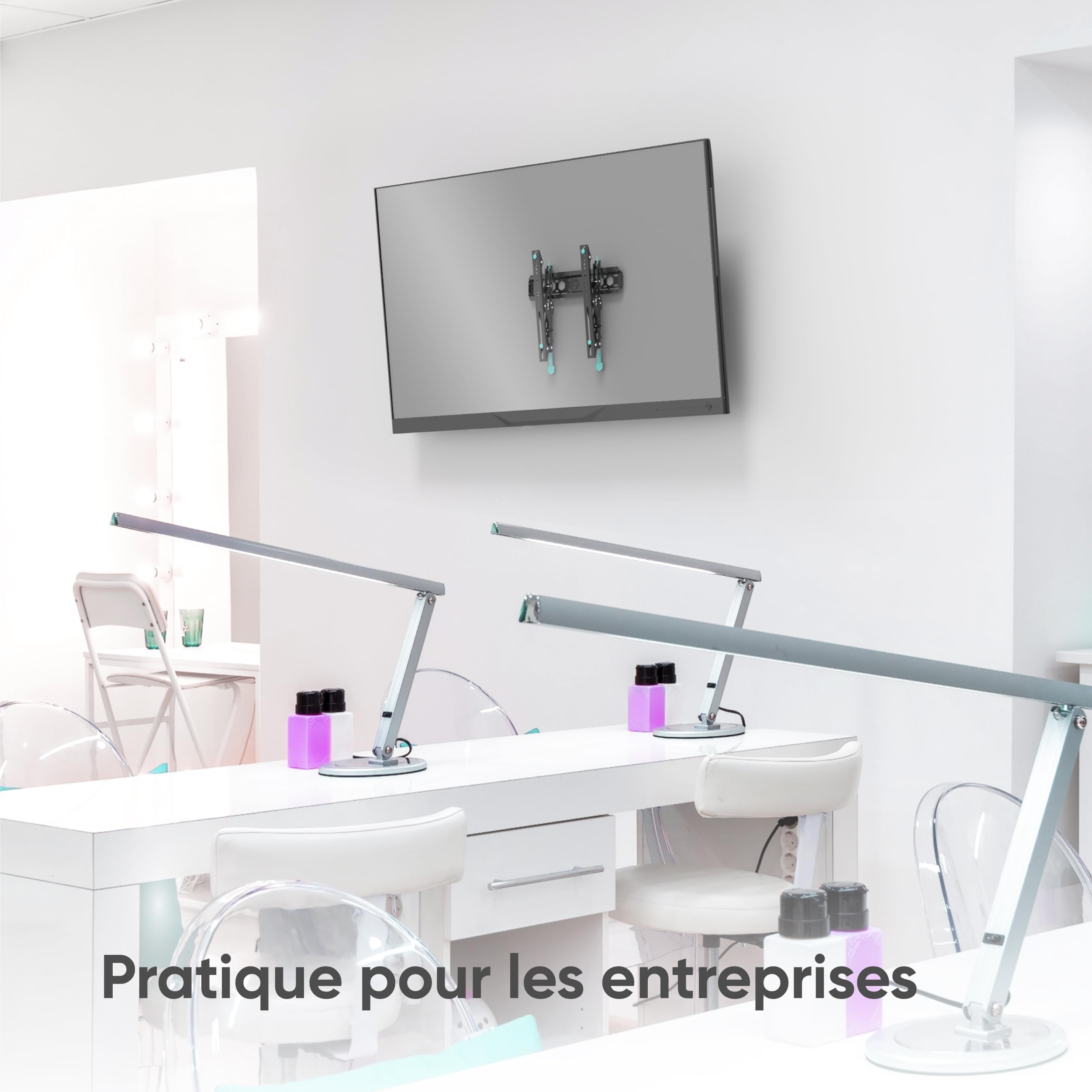 ONKRON Support Mural TV Inclinable pour 32-70 Pouces Téléviseur, Fixation Tele Murale Poids de 60 kg, Accroche Television Murale VESA 75x75 - VESA 400x400 mm, Support TV Mural Universel Noir TM5-B