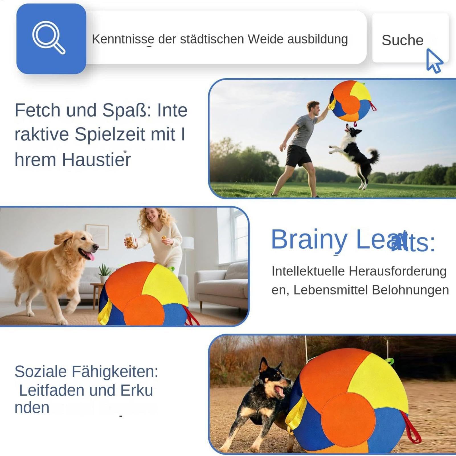 Generisch Herding Ball Hund, Extra Große Hüteballhilfe Treibball für Hunde Bissfest, Aufblasbare Riesige Hundebälle mit Pumpe, Interaktives Outdoor Hundeballspielzeug Unzerstörbar, für Heimtierbedarf