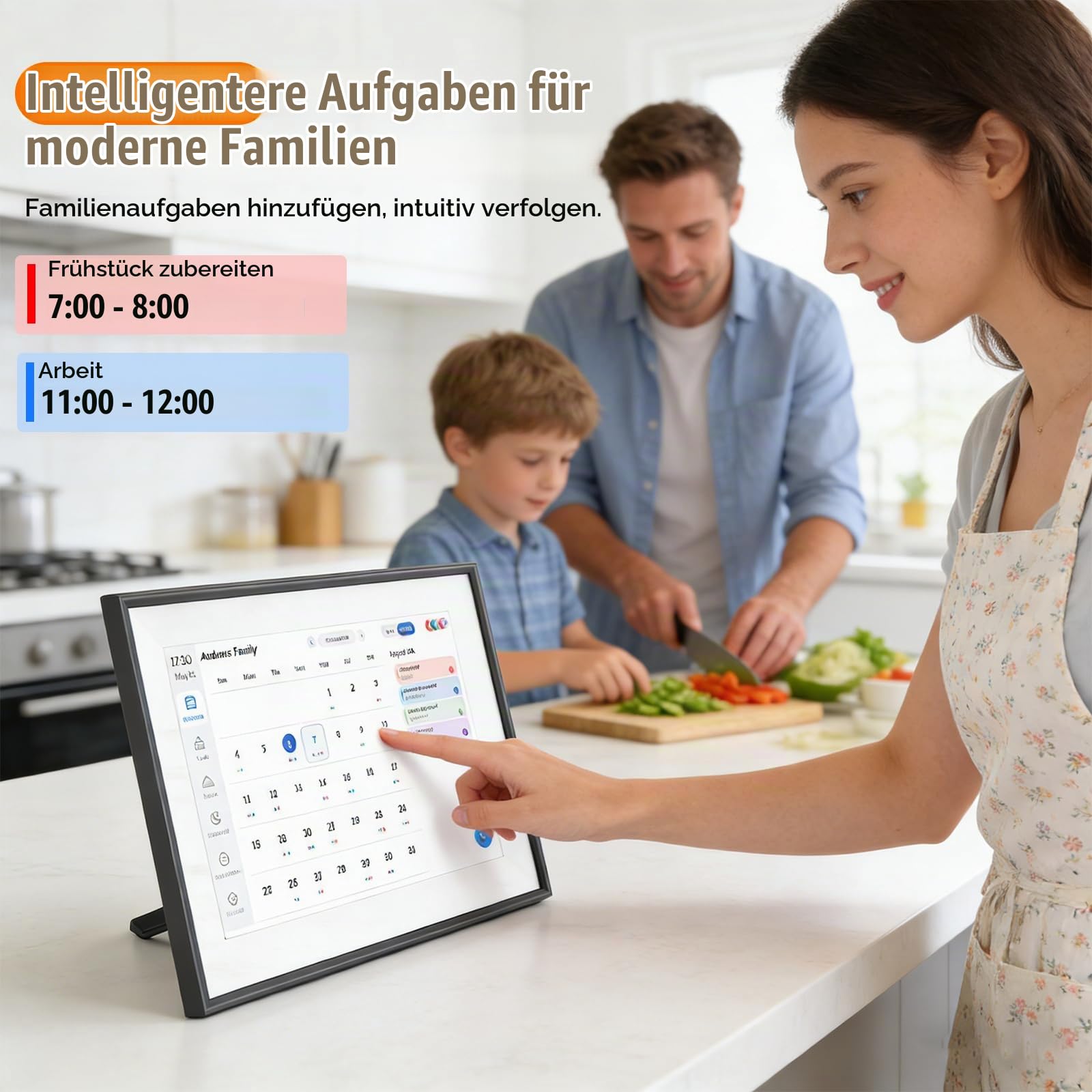 Digitaler Kalender Wand 10.1 Zoll, Digitaler Wandkalender Touchscreen 1280x800, Elektronischer Wandkalender für Familie, 32GB Familienplaner mit To-Do-Liste Kalender, Essensplaner, Wochenplaner