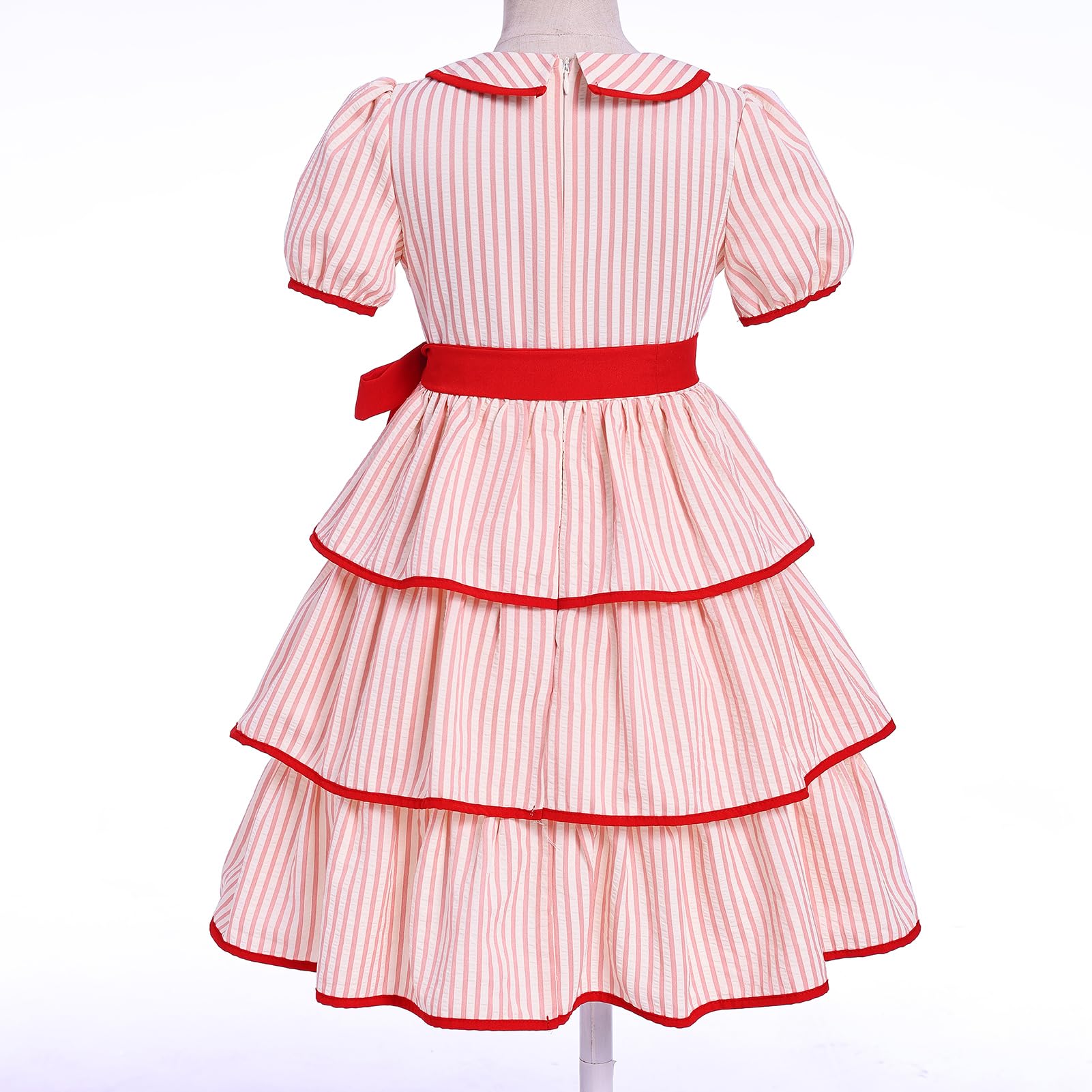 1950er Jahre Vintage Kleider für Mädchen 50er Jahre gestuft gestreift Puppenkragen Tee Party Kleid A-Linie Casual Geburtstag Party Outfit mit Gürtel