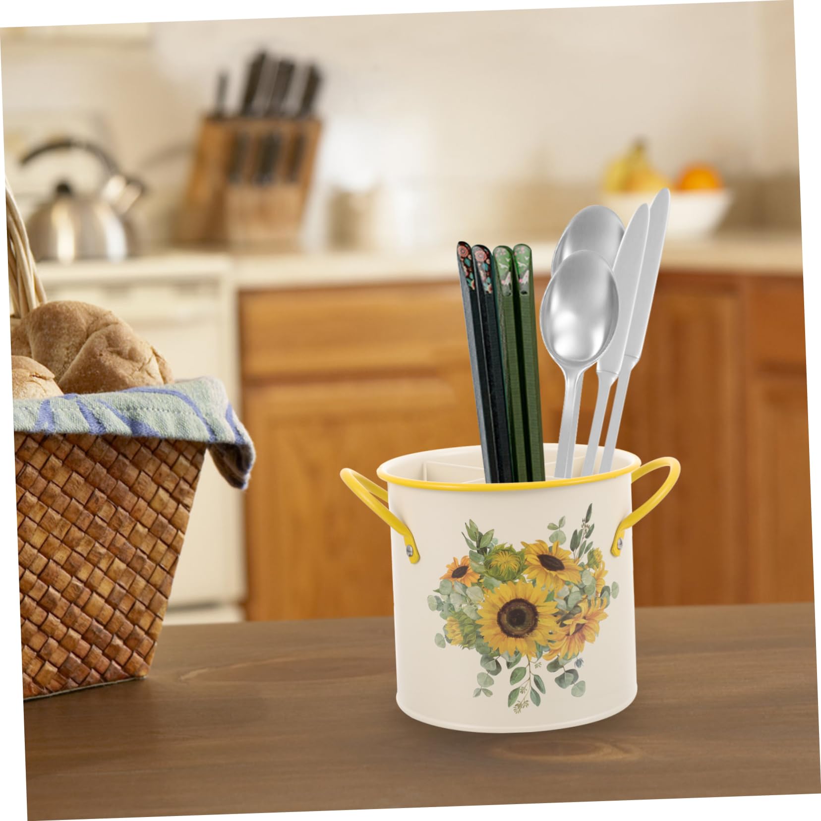 LIFKOME Support à Baguettes Décoratif en Fer Galvanisé Espace de Rangement Suffisant, Organisateur D'ustensiles Cuisine Maison Présents de Pendaison de Crémaillère