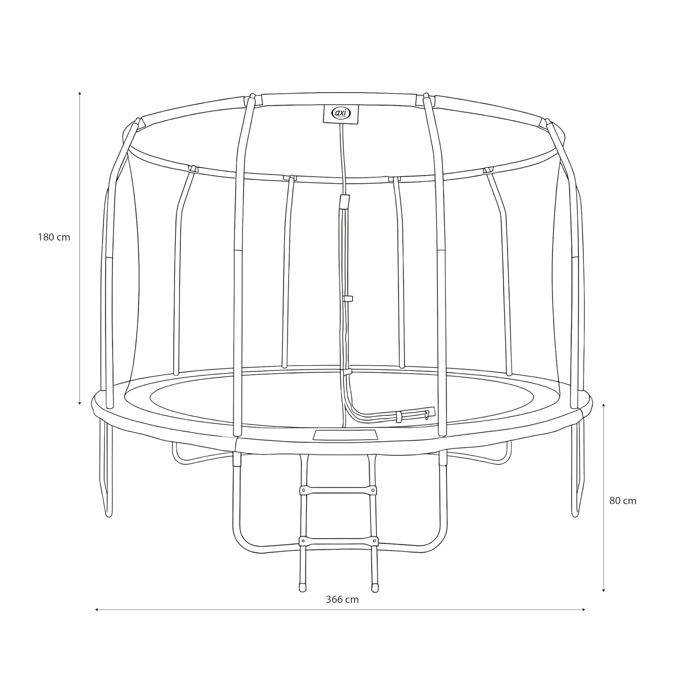 Axi Houston Trampoline Rond - Filet en Noir | Trampoline Hors Sol - pour Enfants - avec Bordure, Echelle Et Filet De Sécurité | pour Le Jardin/L'Extérieur,