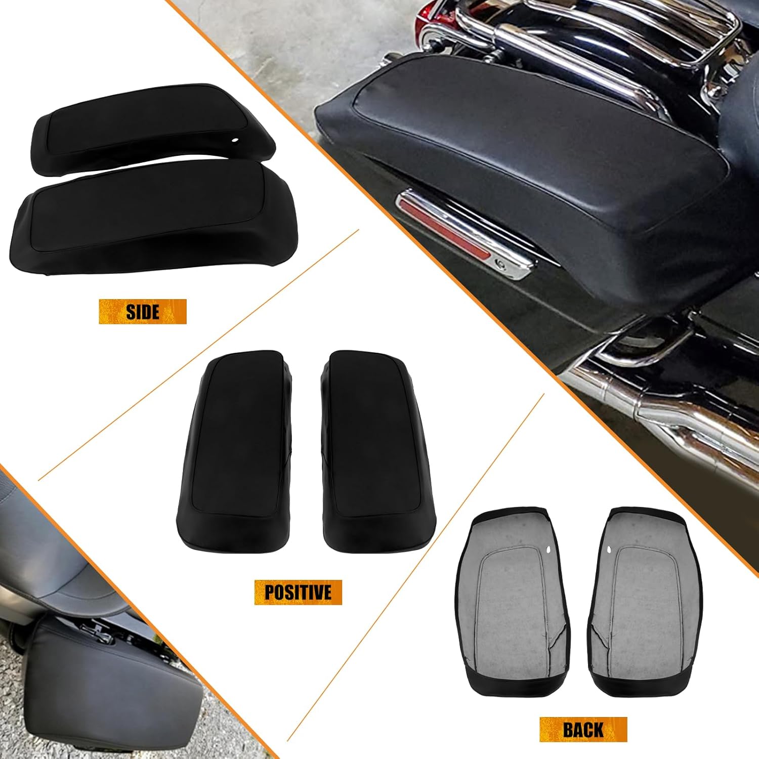 Saddlebag Lid Covers Speaker Lid Waterproof Protective Covers Fit For Harley Road Glide FLTRX Electra Glide FLHT Road King FLHR Street Glide FLH 2014-2025 (Black-A)