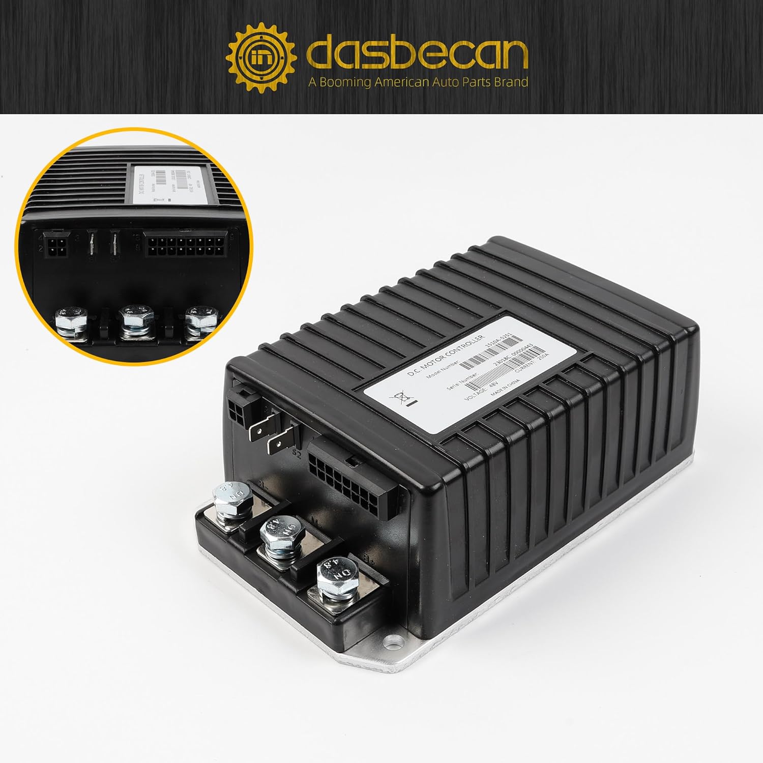Dasbecan 1510A-5201 1510A-5251 DC Motor Controller 48V 250A Compatible with Club Car Golf Carts 2000–2008, DS & Precedent, Curtis IQ Speed Controller Replace# 1510A5201 1510A5251