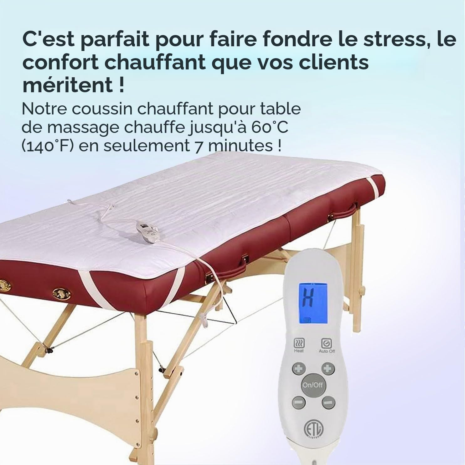 Coussin chauffant professionnel pour table de massage, contrôle numérique de la chaleur avec arrêt automatique, couverture chauffante électrique pour services de massage, chauffe-table de
