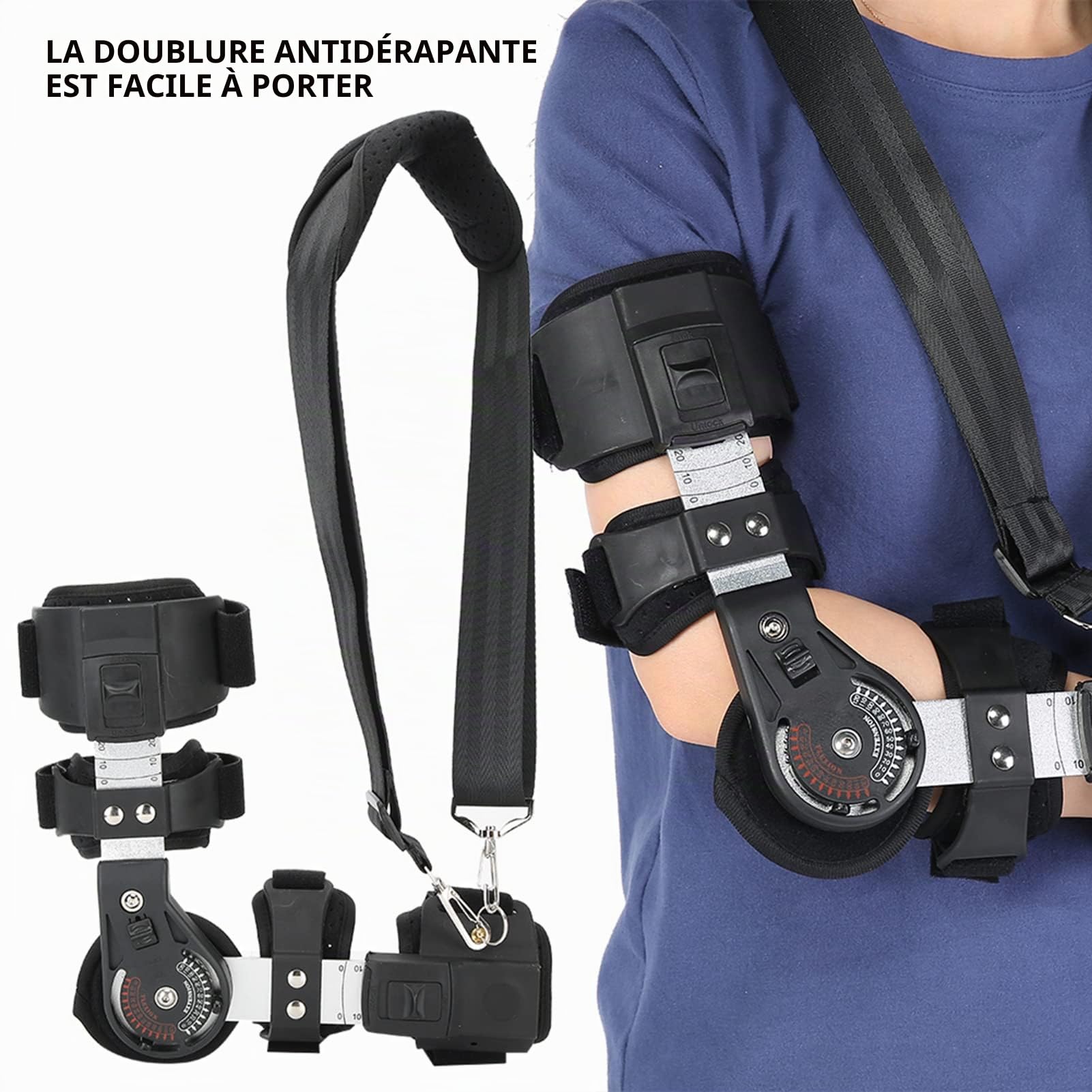 Attelle de coude, attelle de soutien de réadaptation de fracture du coude respirante réglable attelle de coude universelle avec attelle de stabilisation de fronde pour bras droit