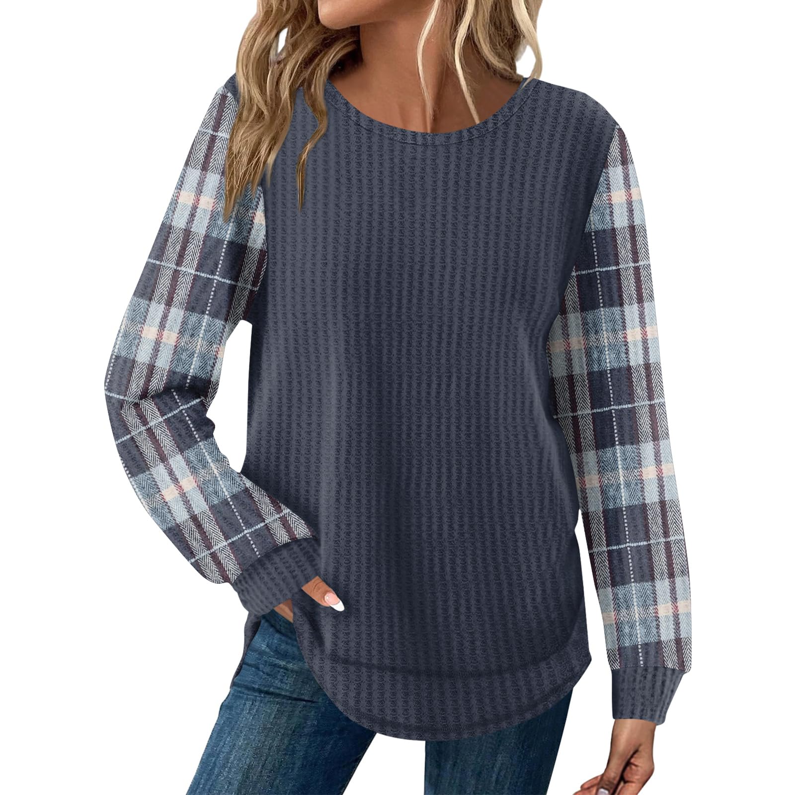 Oversized Color Block Sweater for Women Lightweight Long Sleeve Loose Fit Tops Fall Fashion Crewneck Blouse 2025