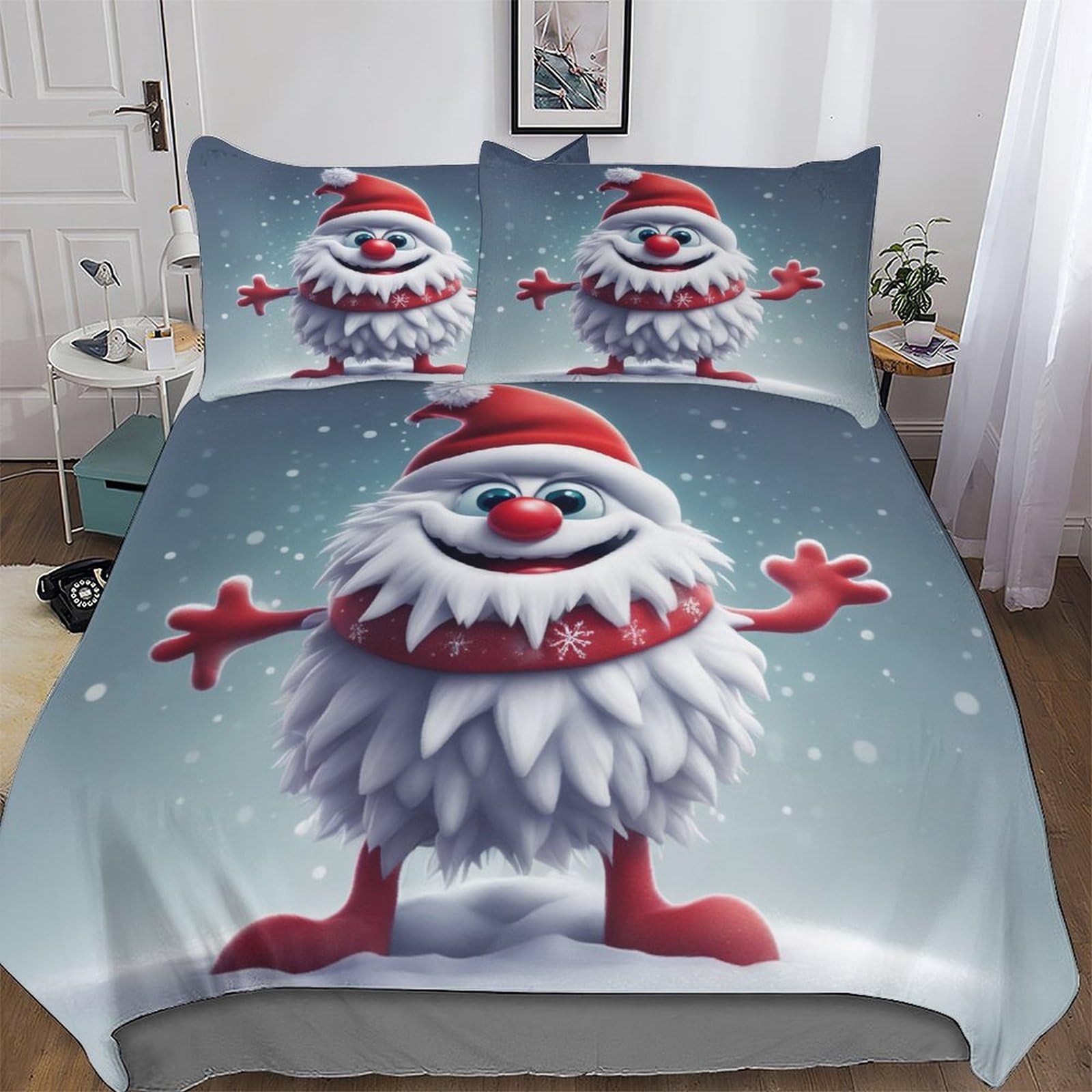 LLXXHH Christmas Animals Duvet Cover Bedding Set Bedspread Cover with Pillowcase Microfiber Quilt Cover Soft 3 Piece Set For Boys Girls Double (200x200cm)