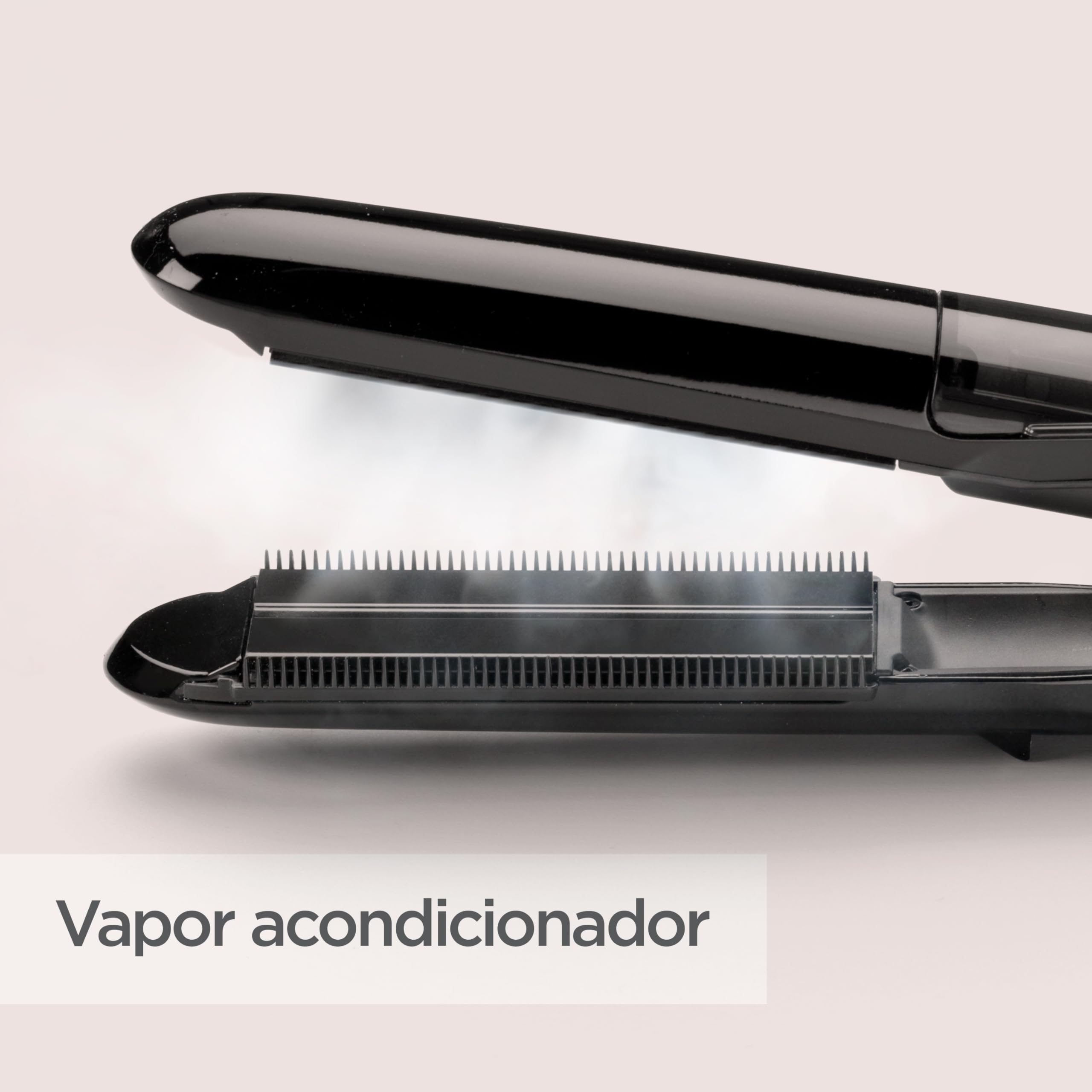 BaByliss Plancha de Pelo con Vapor - Sistema hidratante, Suaviza el Cabello, Placas extra anchas, Cerámica con titanio, Peinados Suaves, Alisador de pelo, 5 ajustes de calor de 150°C a 230°C, ST492E