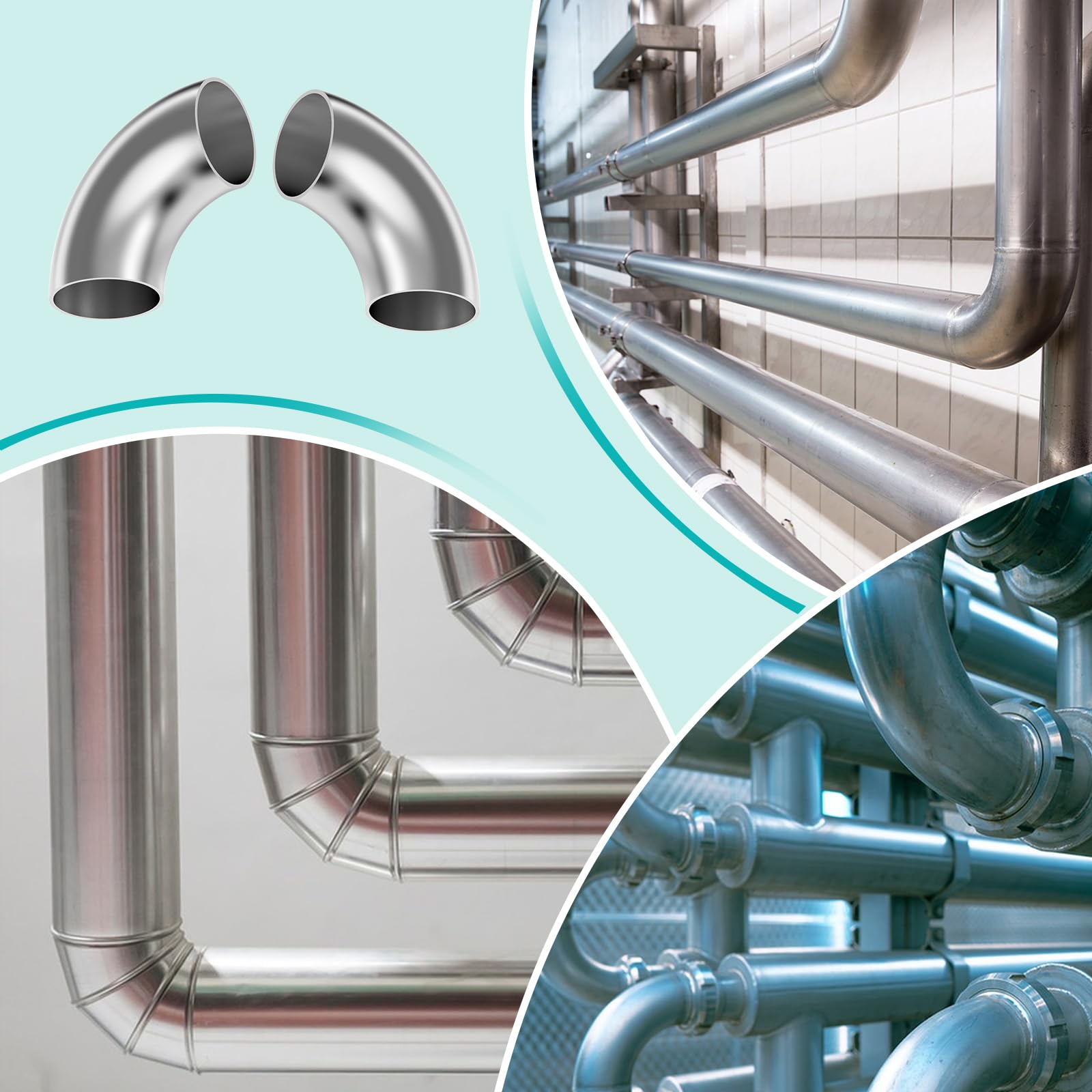 4 pezzi arco in acciaio inox 90 gradi 63 mm OD tubo di scarico arco per collettore di scarico automobilistico, corrimano per scale, sistema di scarico