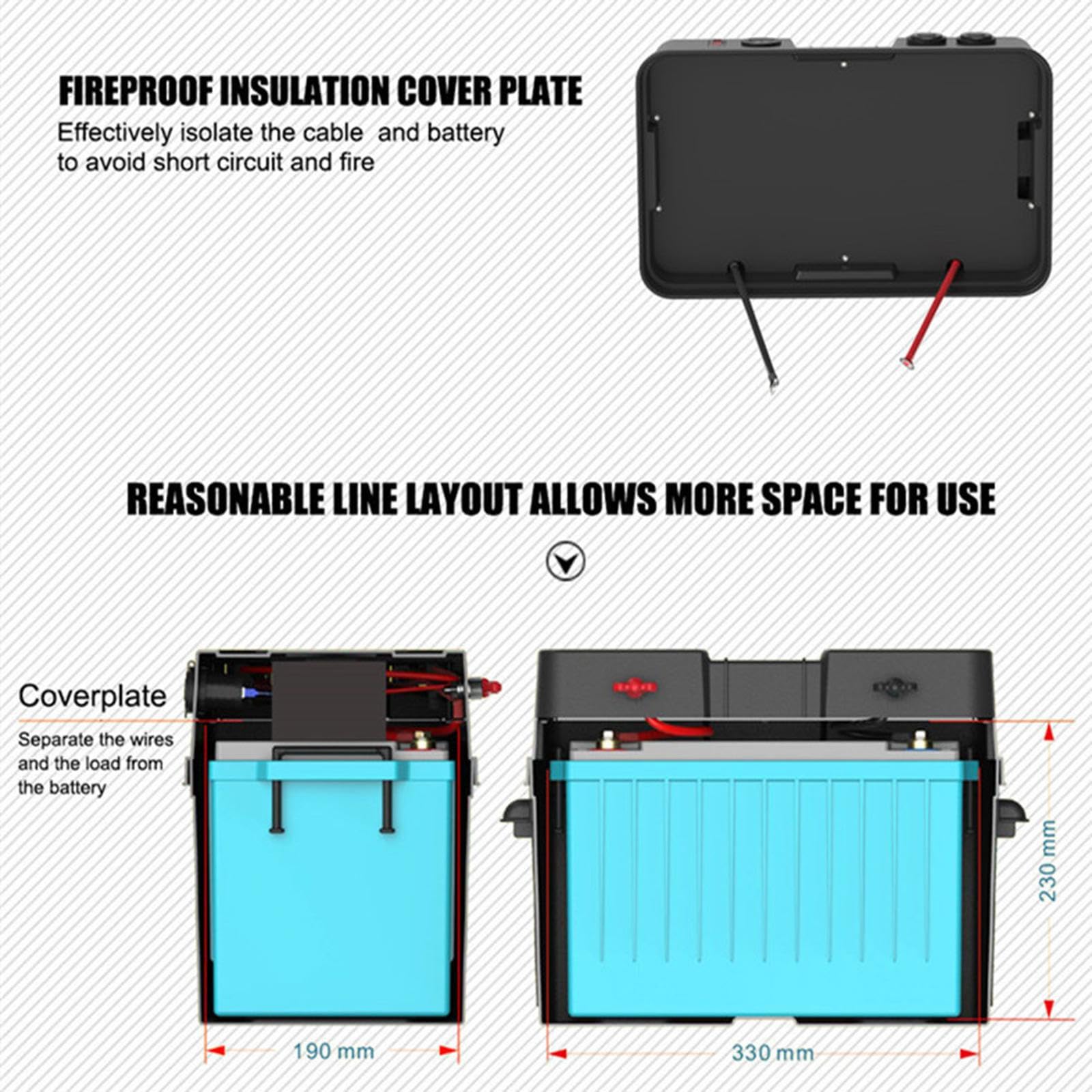 Scatola per batteria portatile durevole, centro di alimentazione | multifunzionale, efficiente Per sistema di accumulo di energia per camper, vassoi per attrezzature da esterno, scatola per